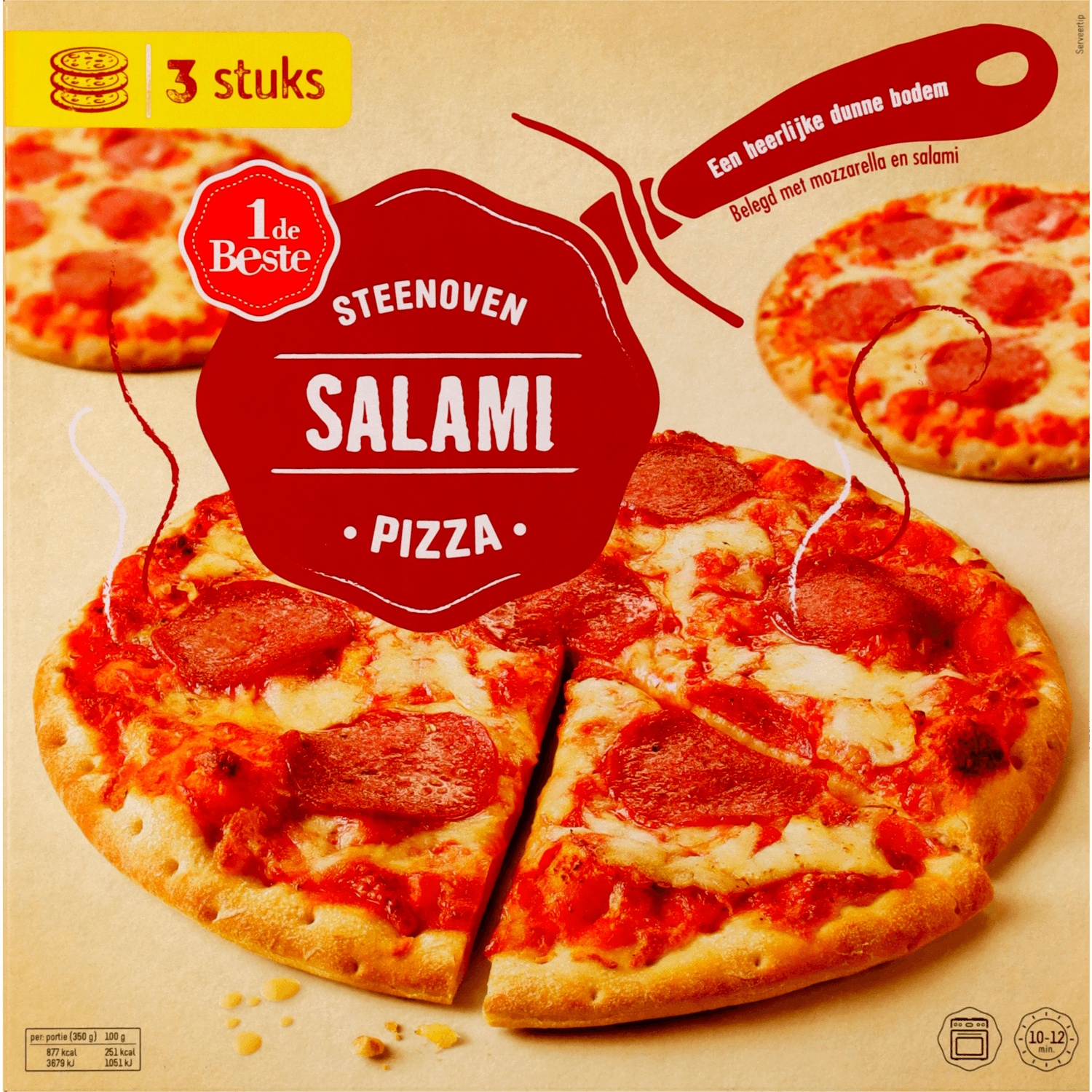 1 De Beste Steenoven pizza salami 3 stuks