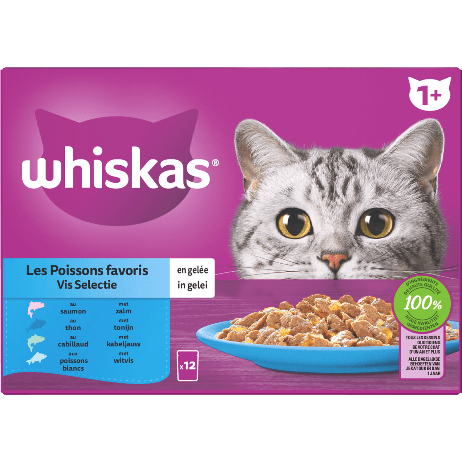 Whiskas Kattenvoer vis selectie gelei 1+ jaar