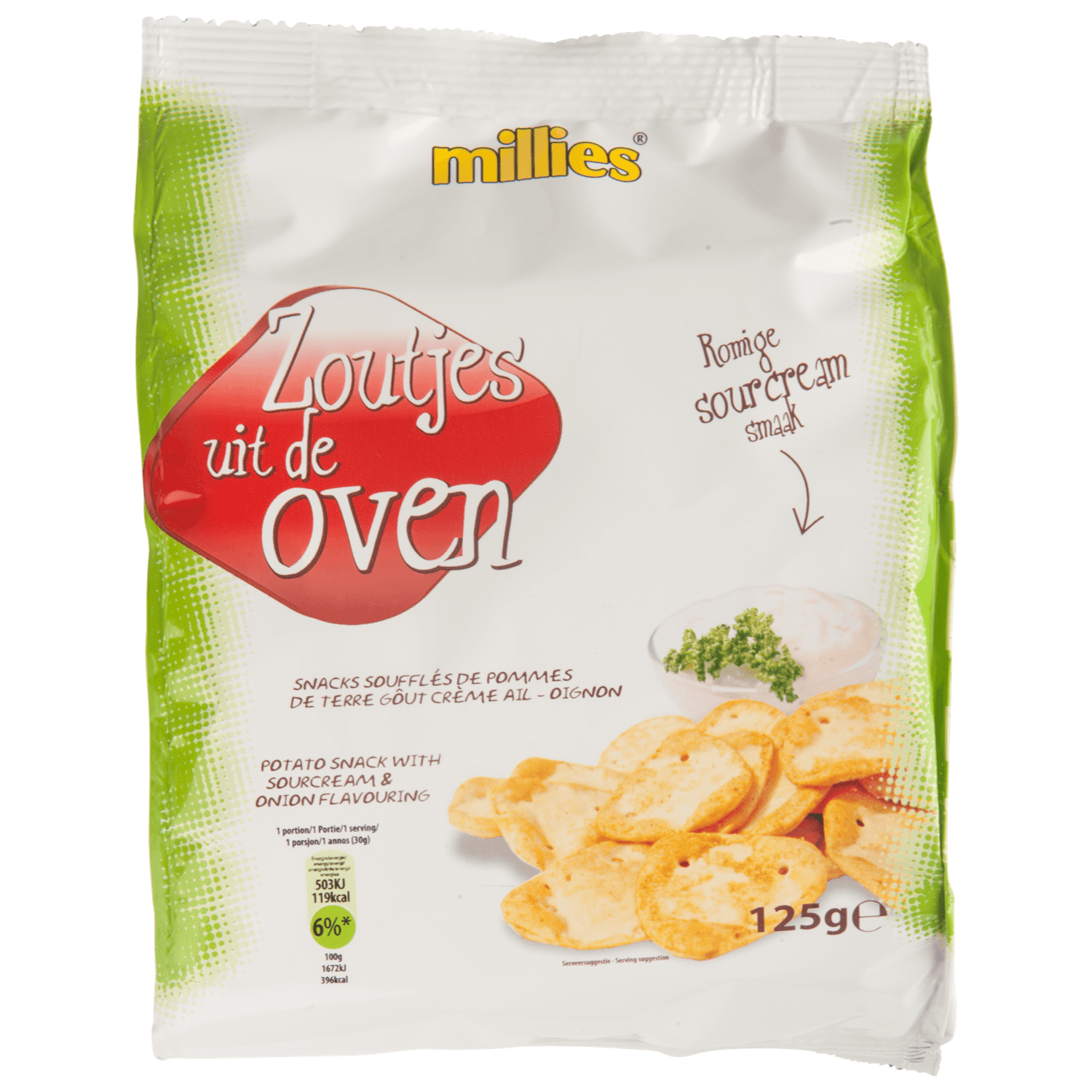 Millies Zoutjes uit de oven sour cream en onion