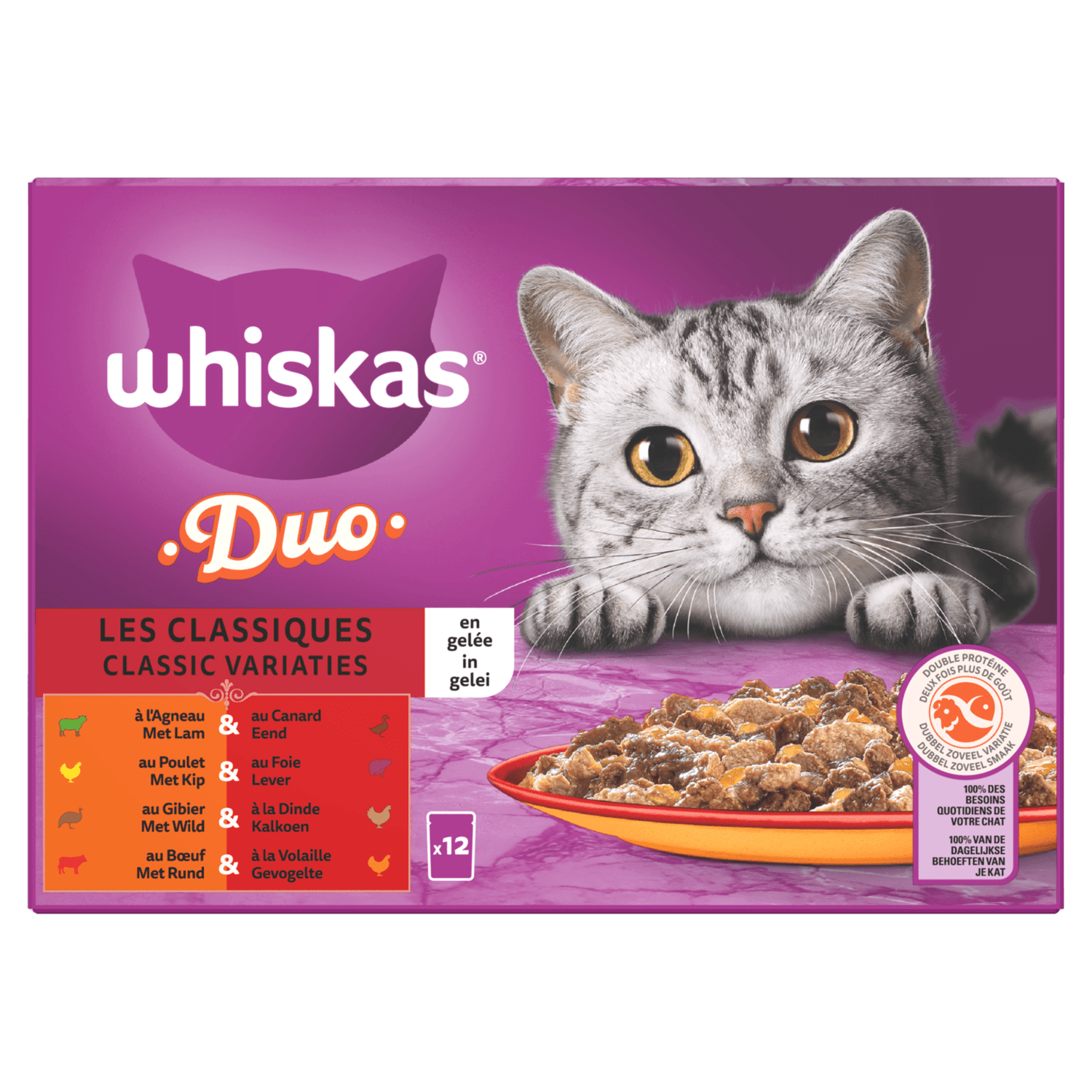 Whiskas Kattenvoer duo classic varia gelei 12st
