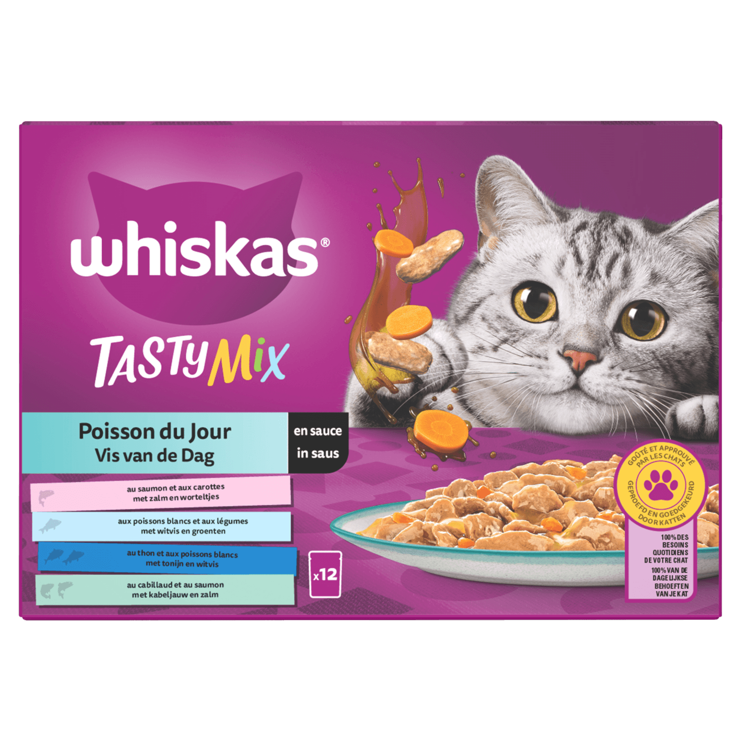 Whiskas Kattenvoer tasty mix vis saus 12st.
