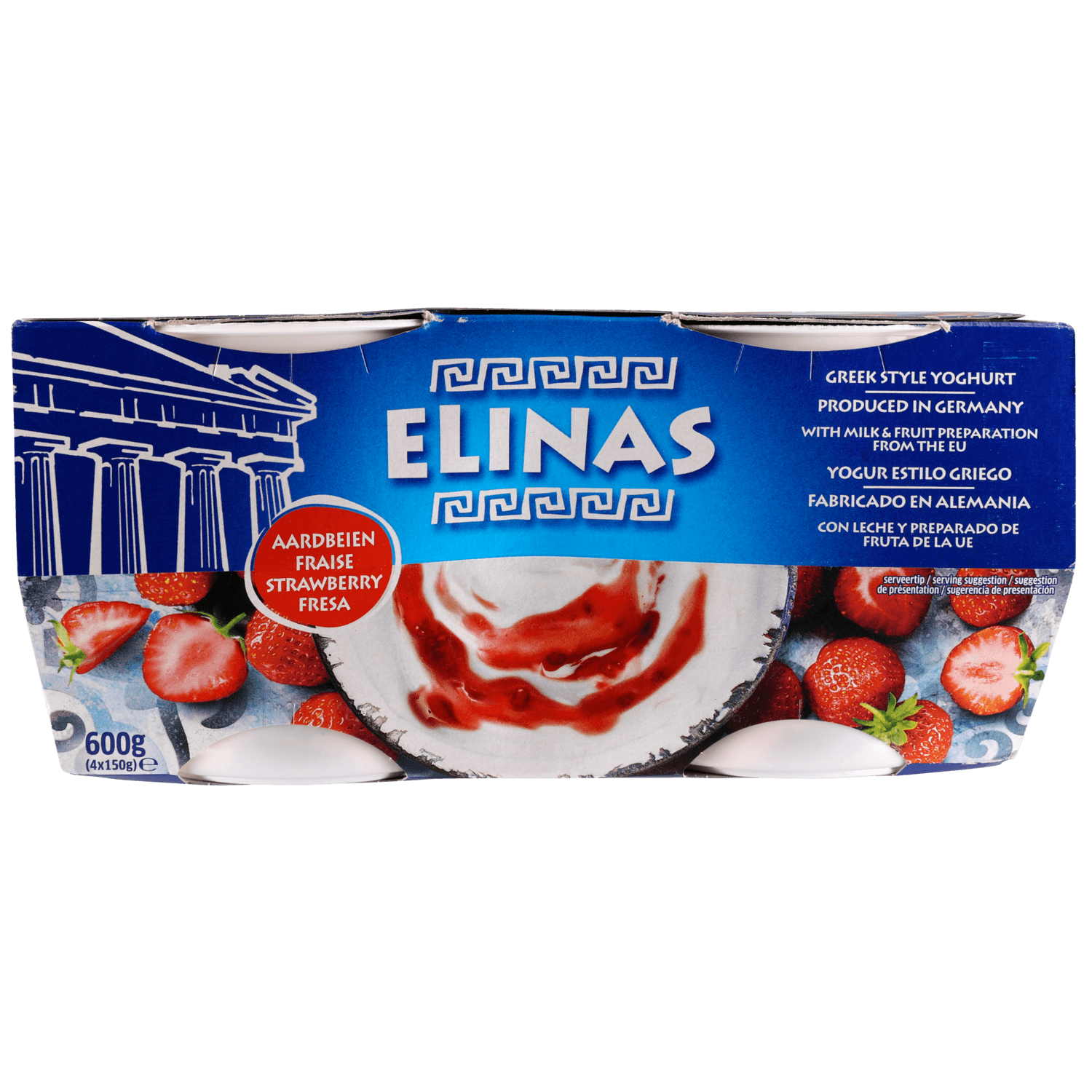Elinas Yoghurt griekse stijl aardbei 4 stuks