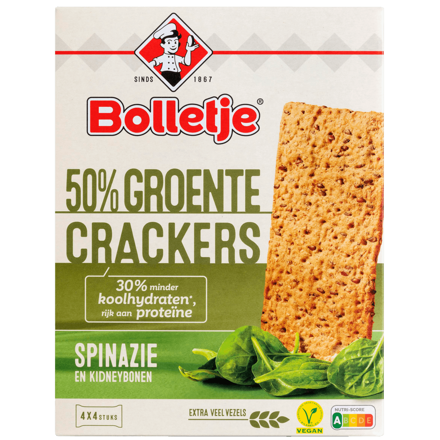 Bolletje Groentecrackers spinazie 4x4 st