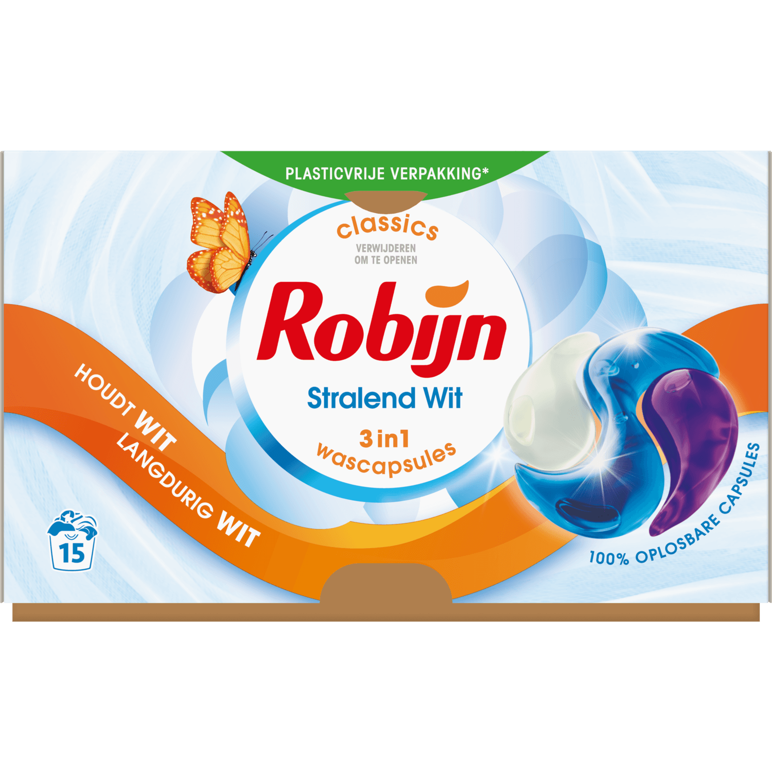 Robijn Vloeibaar wasmiddel 3 in 1 caps. stralend wit