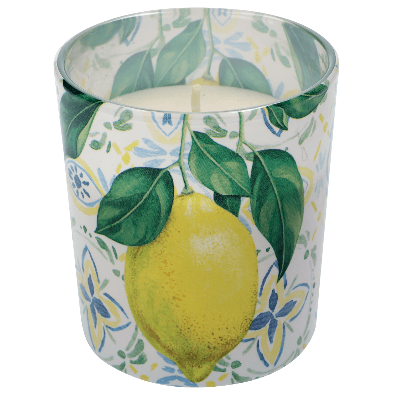 Kaars in glas met citroenprint