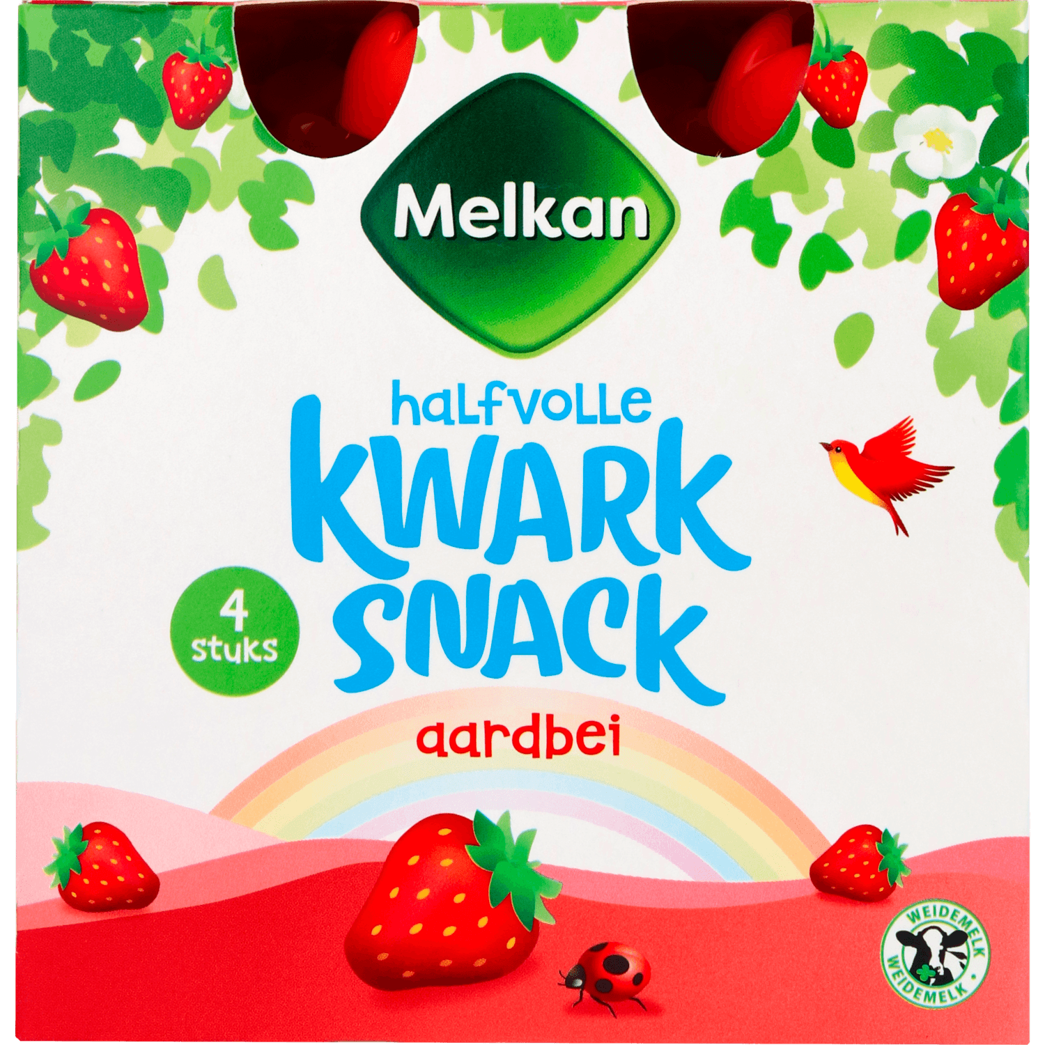 Melkan Halfvolle kwark snack aardbei 4 st.