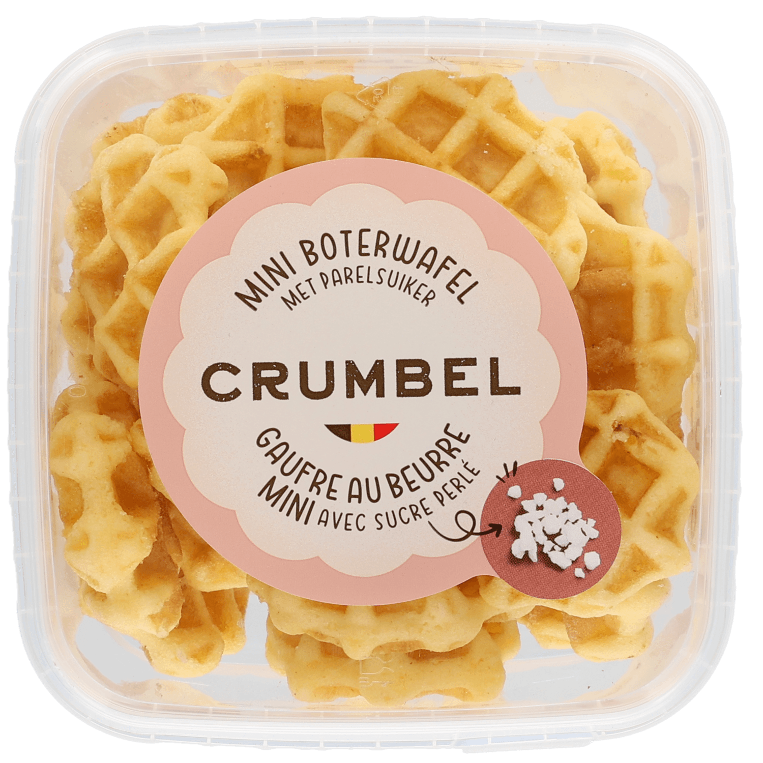 Crumbel Mini wafel met parelsuiker