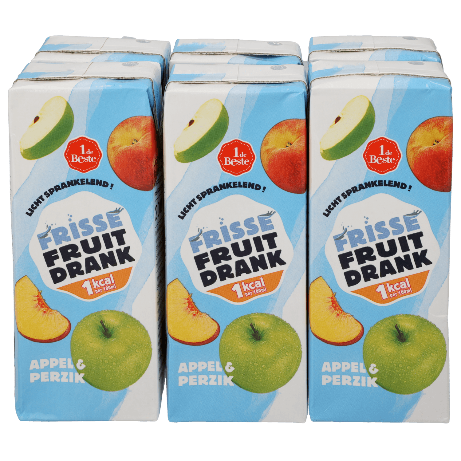 1 De Beste Frisse fruitdrank appel perzik 1 kcal 6 stuks