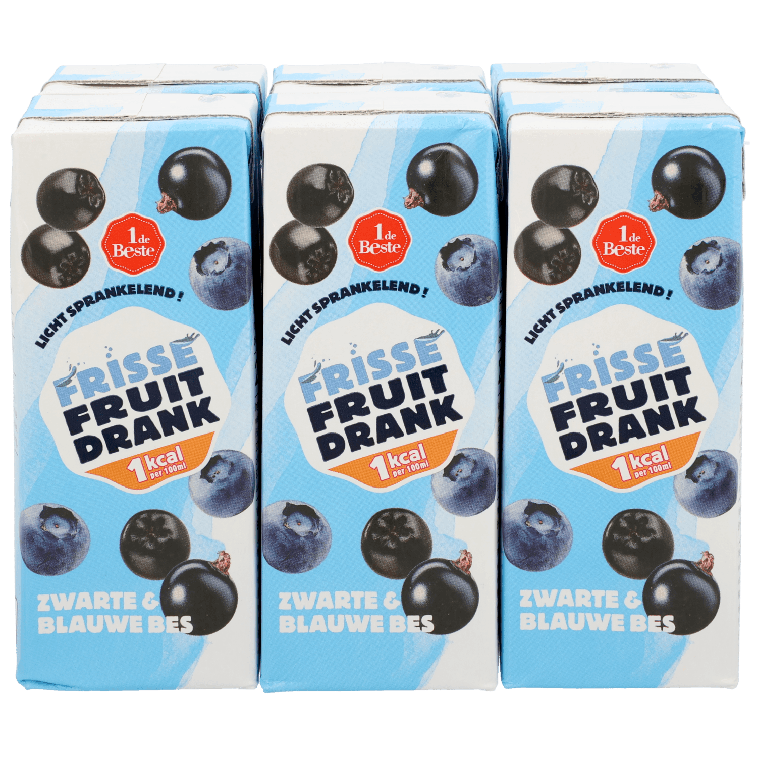 1 De Beste Frisse fruitdrank zwart en blauwe bes 1kcal 6 st.