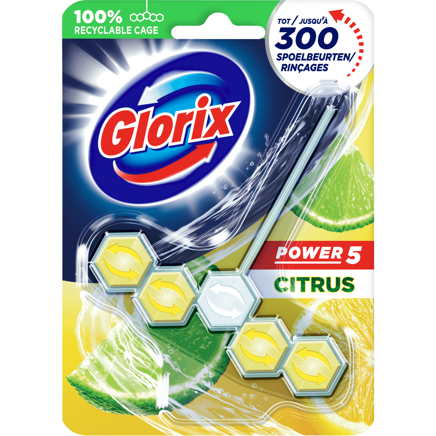 Glorix Toiletblok power citrus 5-ball