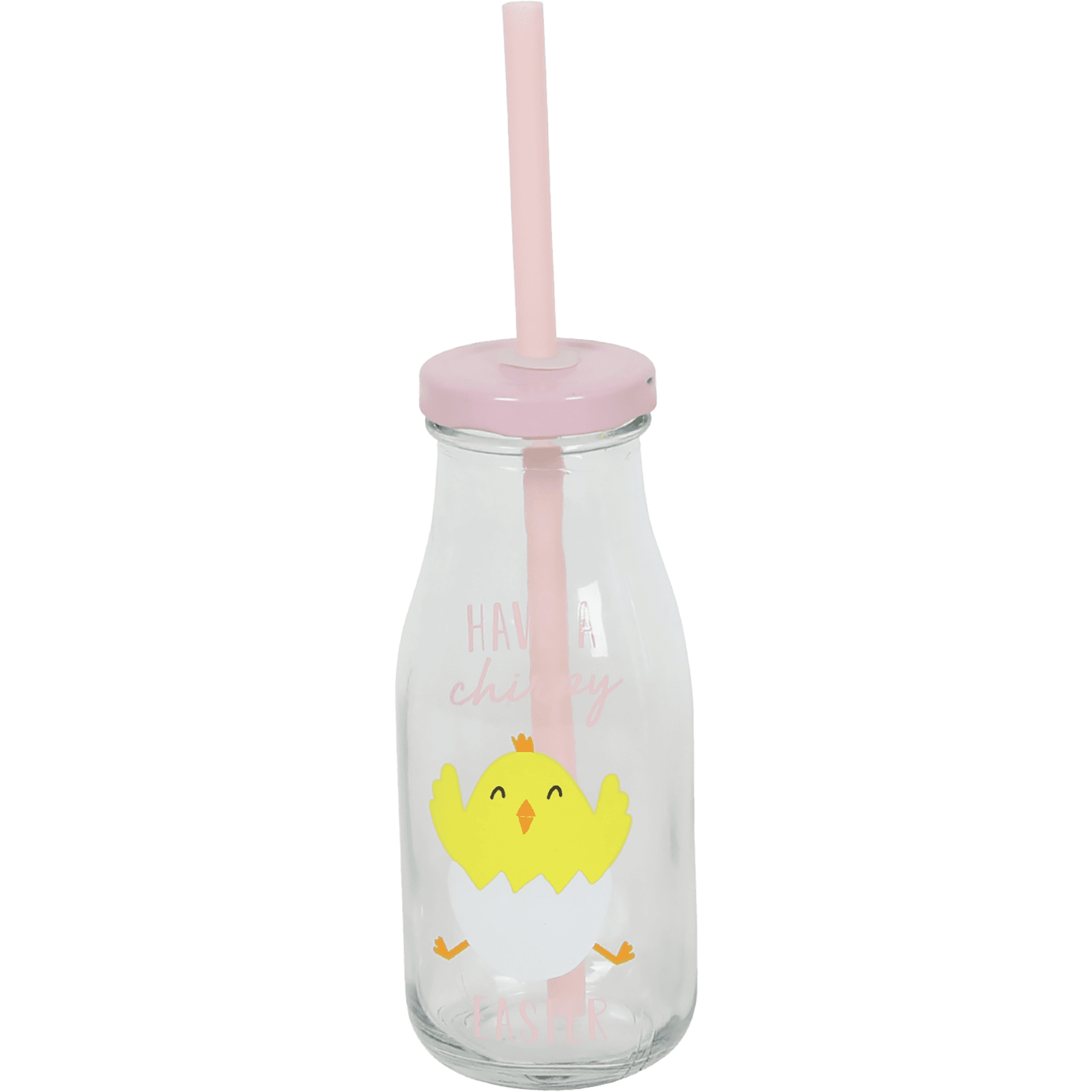 Glazen drinkfles met rietje