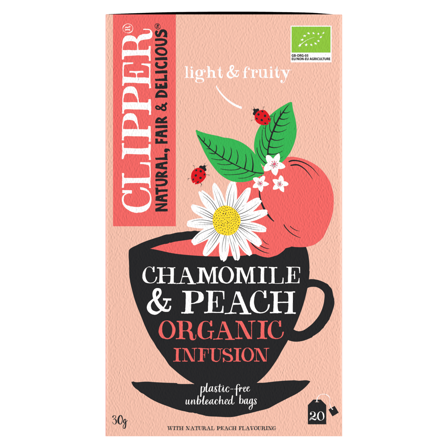 Clipper Kruidenthee chamomile peach bio 20 zk.