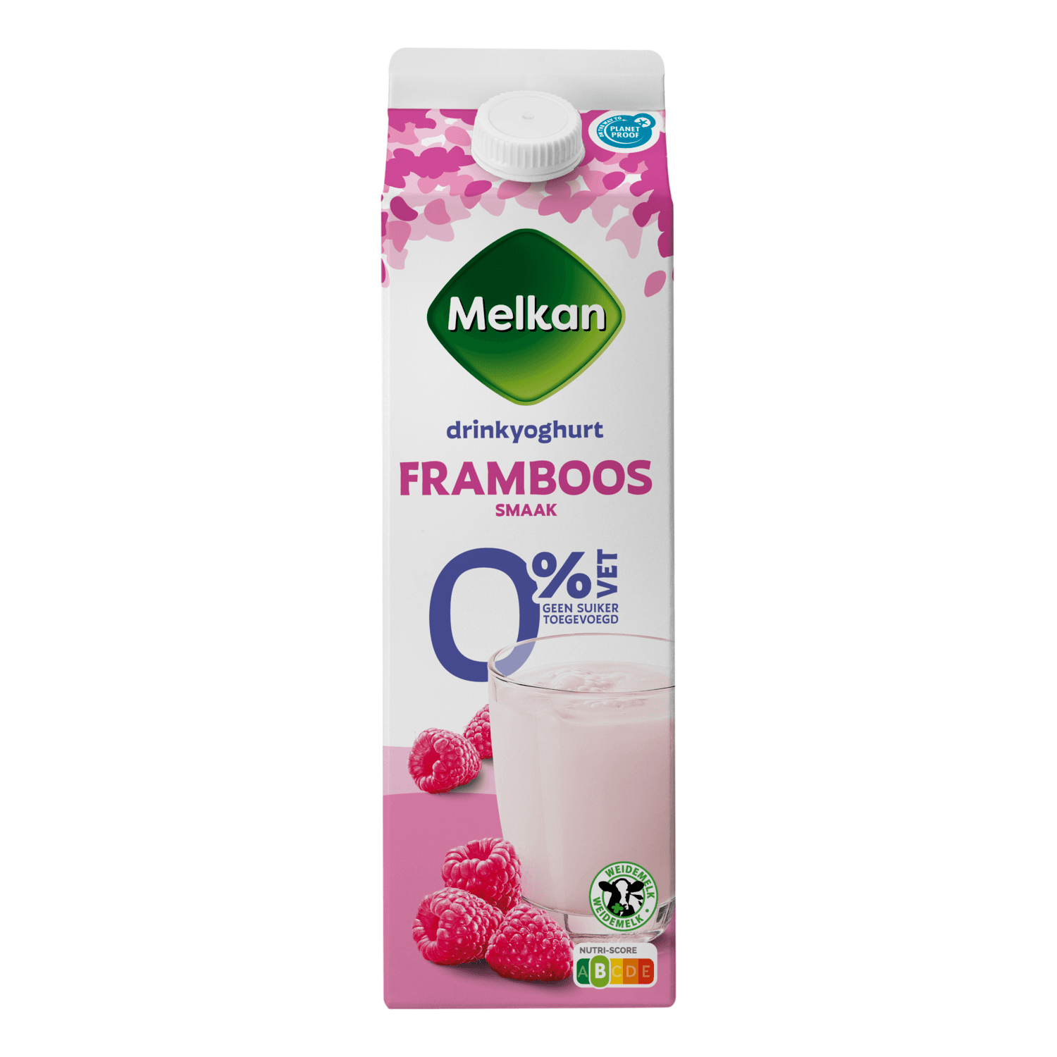Melkan Zuiveldrink framboos 0% vet