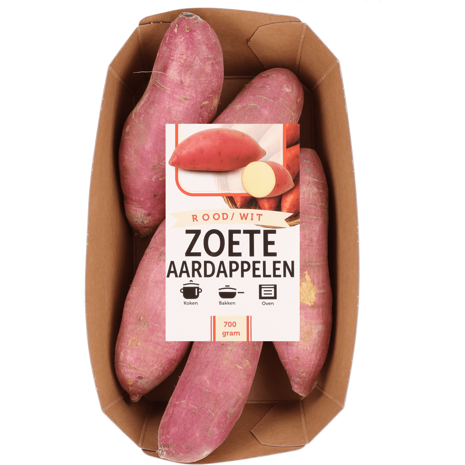 Zoete aardappelen rood-wit