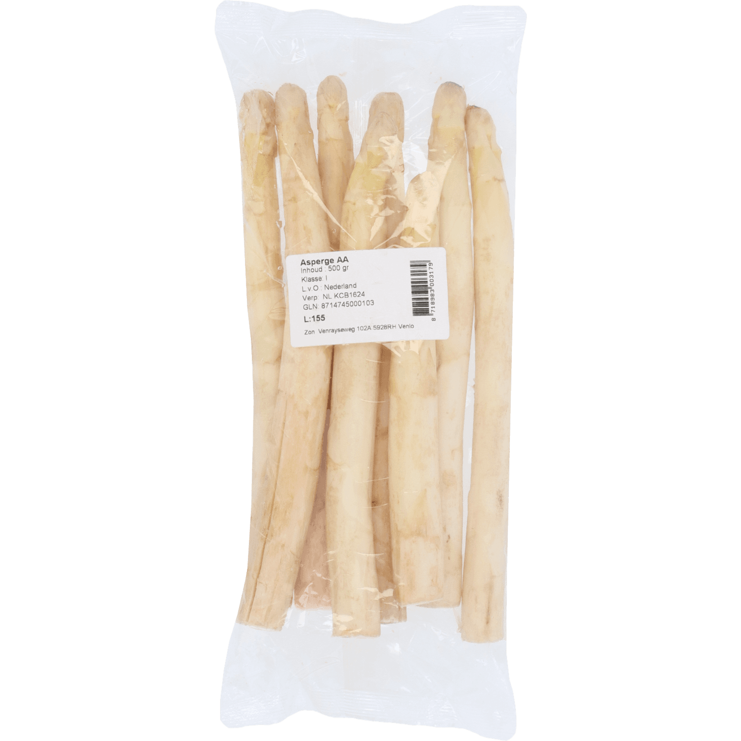 Witte asperges verpakt
