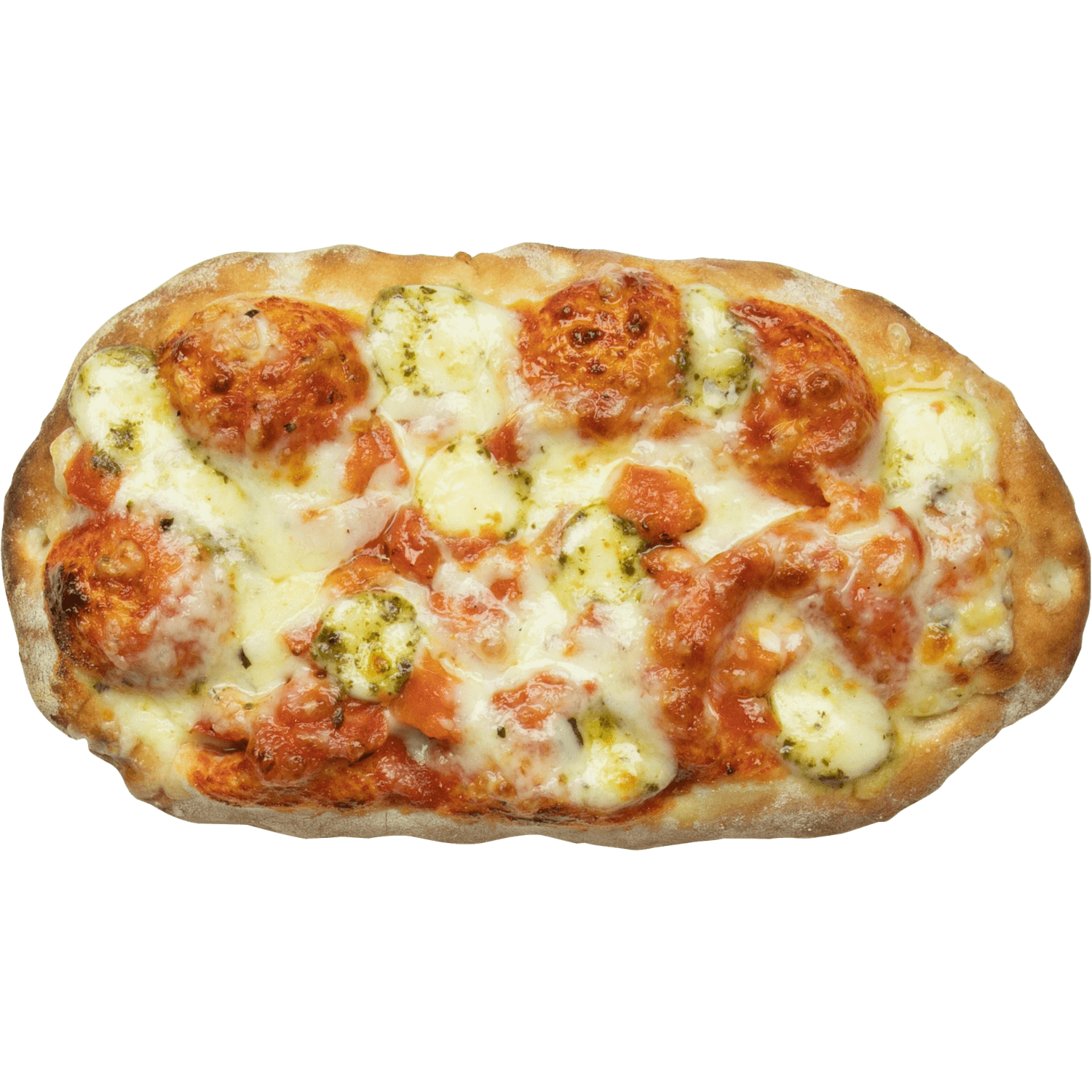 Vers afbak Wood fired pinsa tomato mozzarella pesto