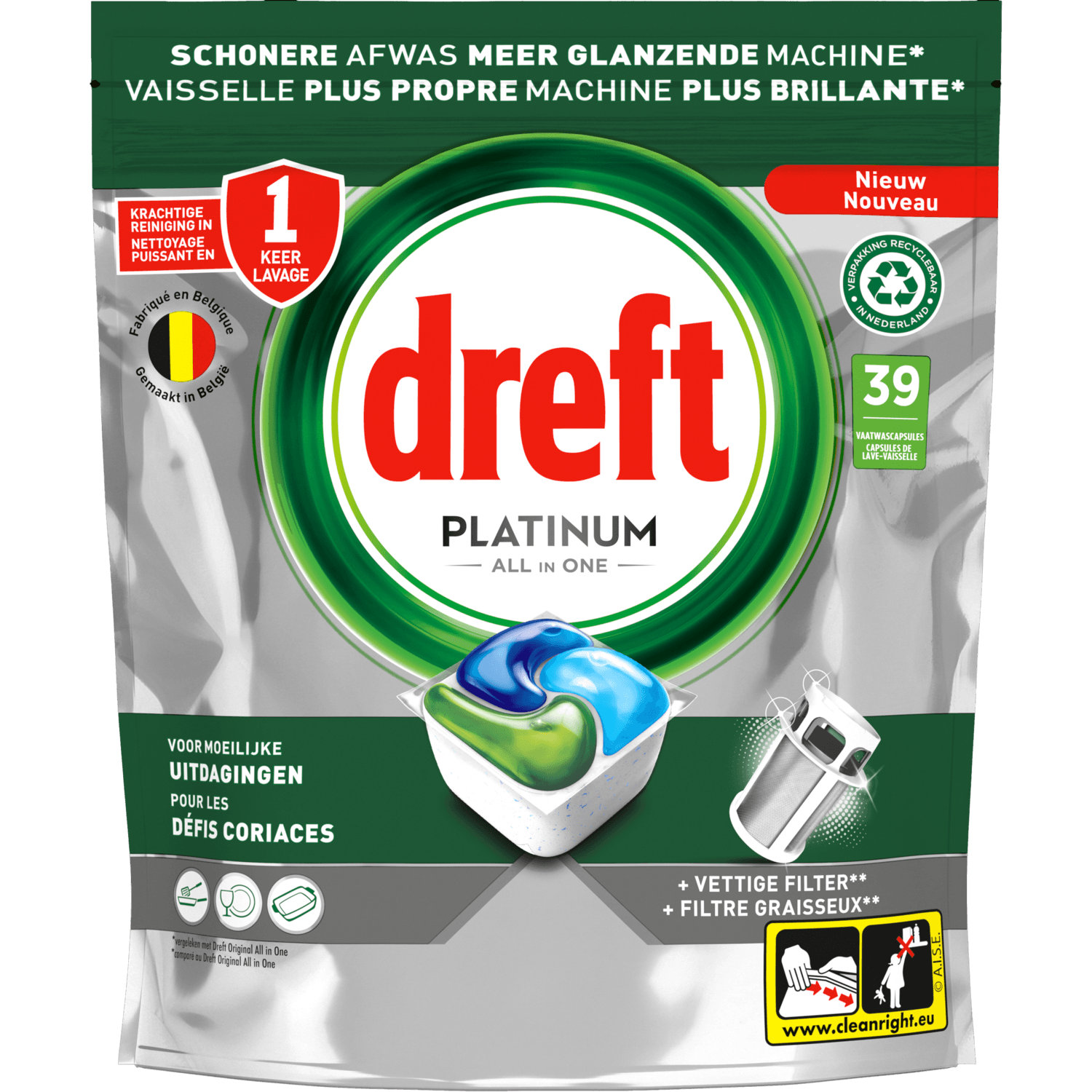 Dreft Vaatwastabletten platinum all-in-1 orig. 39 st.