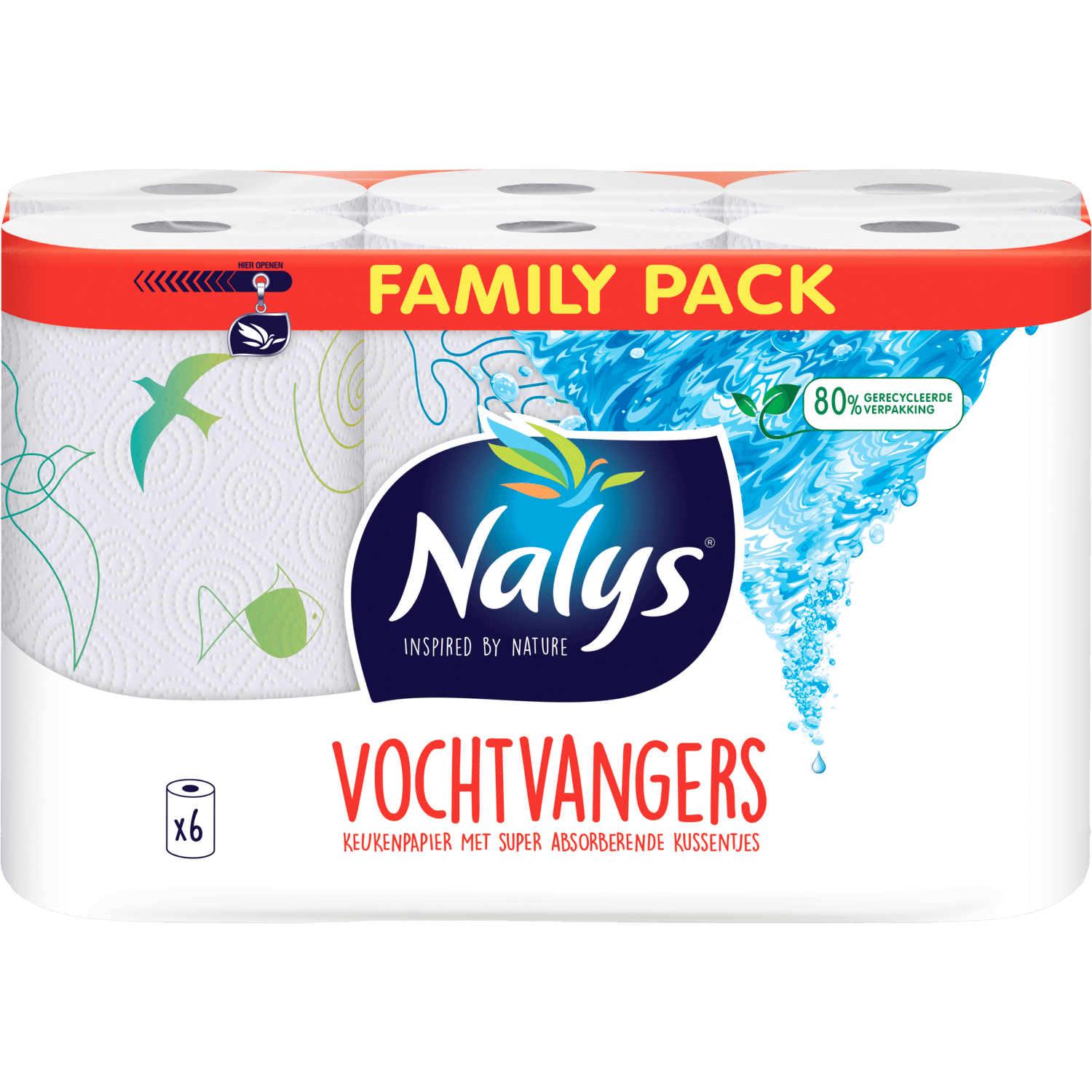 Nalys Keukenpapier 6 rollen vochtvangers