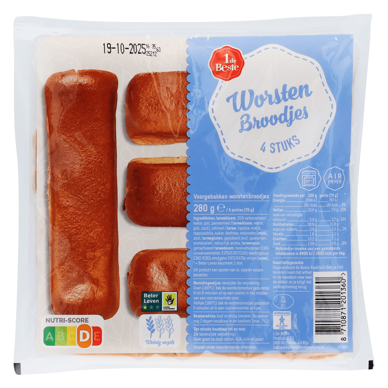 1 De Beste Worstenbroodjes 4 stuks