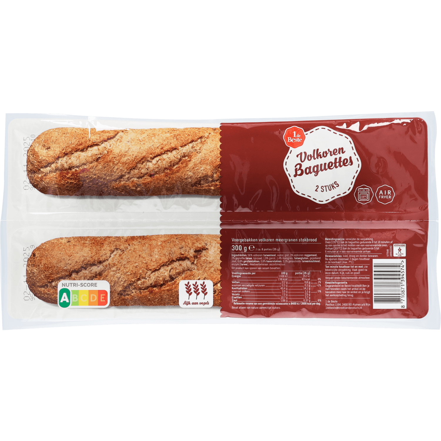 1 De Beste Baguettes volkoren 2 st.