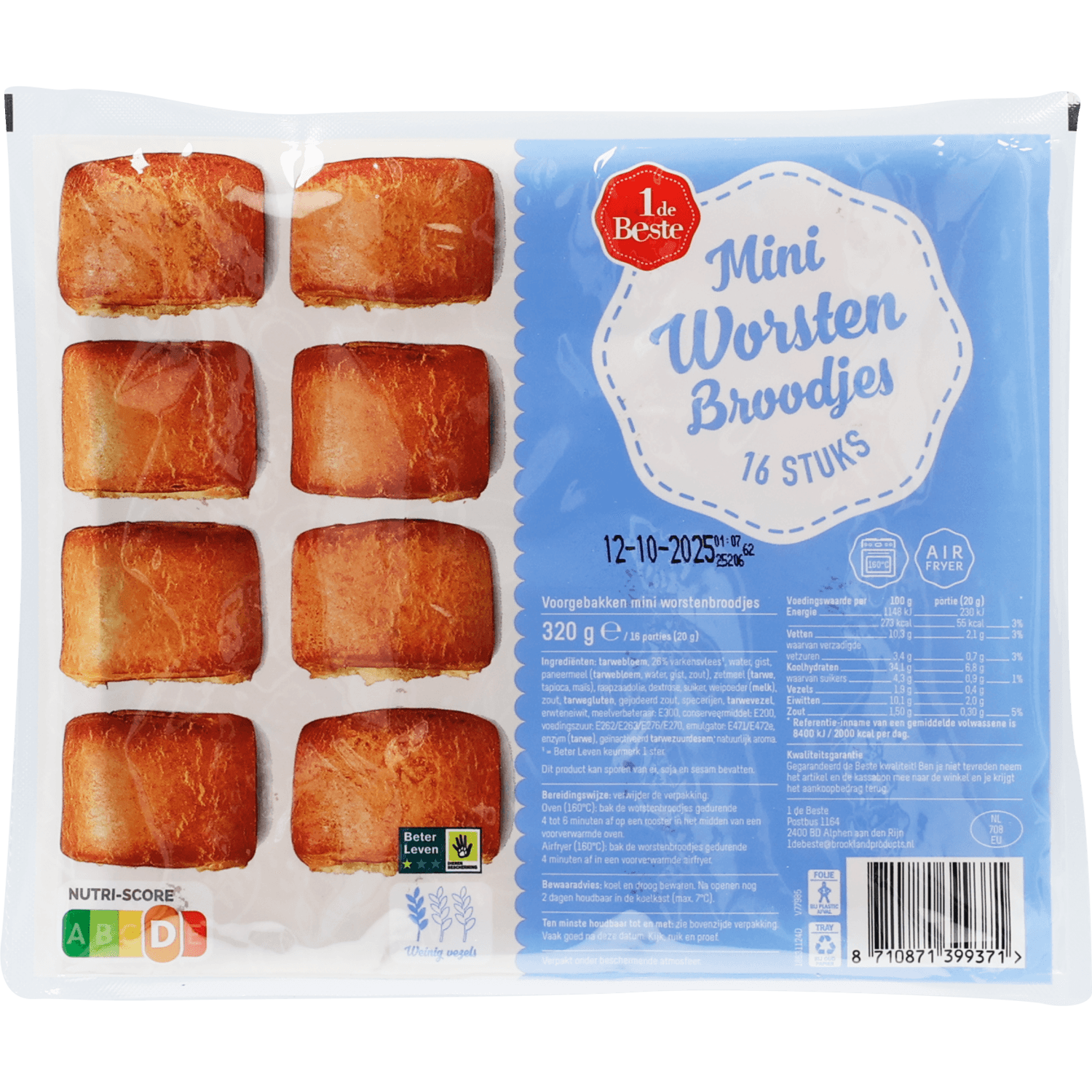 1 De Beste Worstenbroodjes mini 16 st.