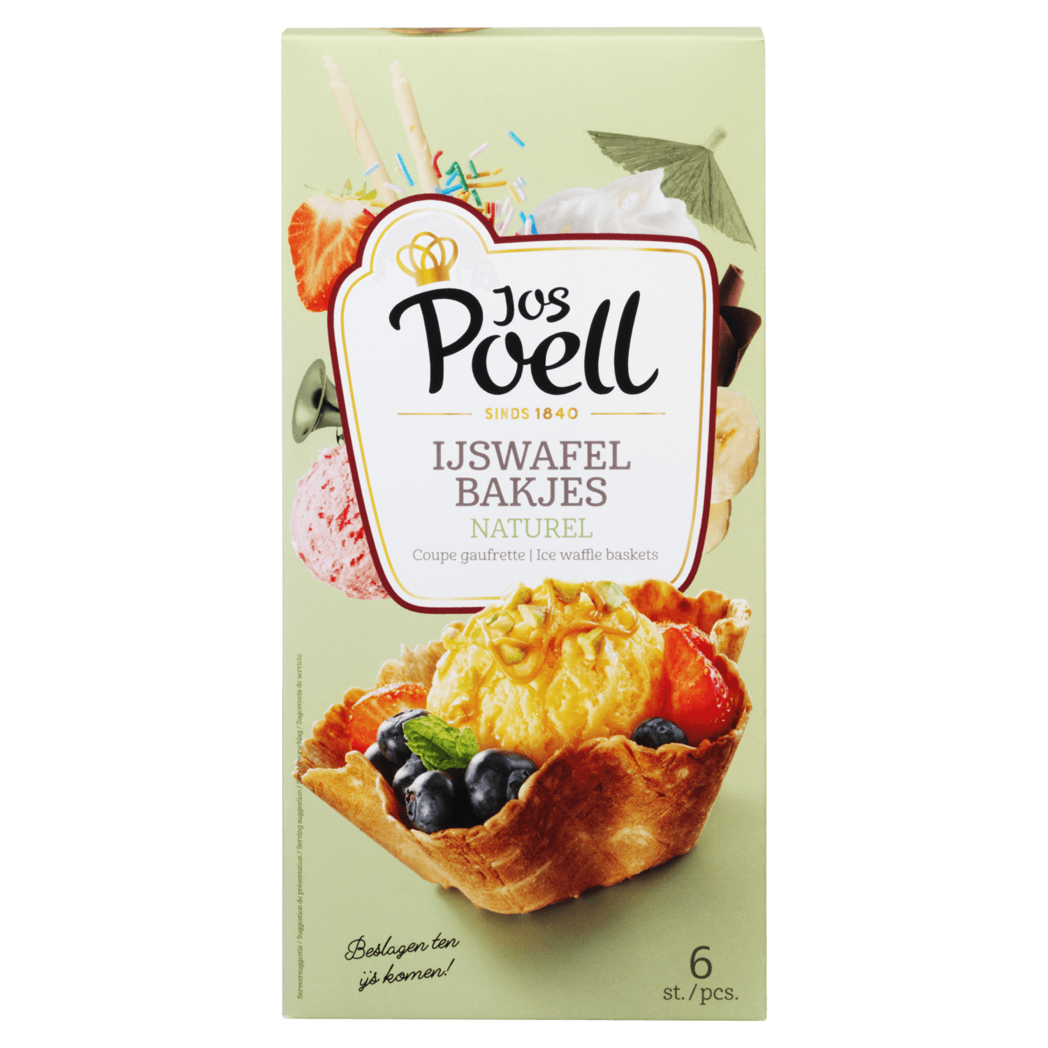 Jos Poell Ijswafelbakjes naturel 6 st.