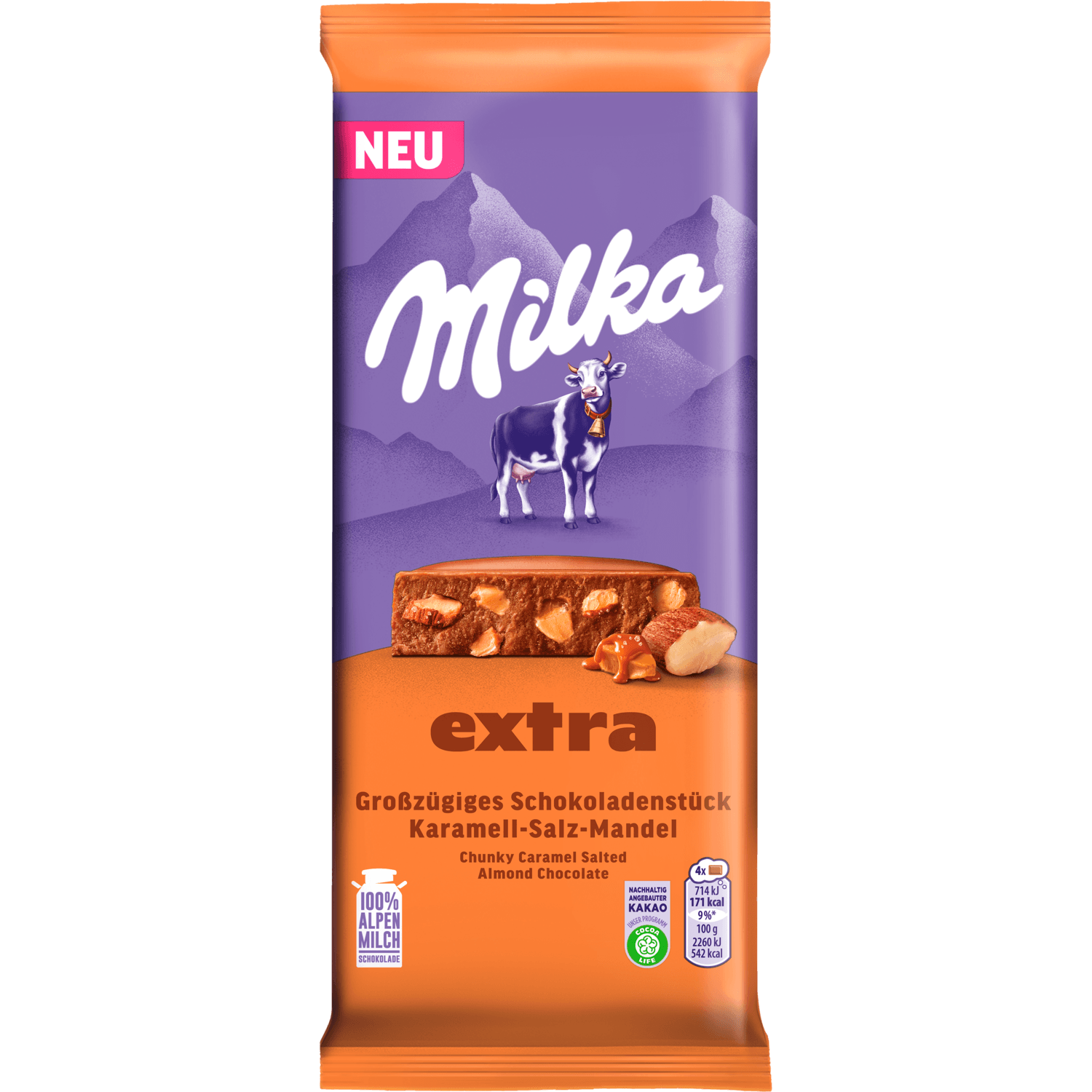 Milka Chocoladereep salted almond caramel