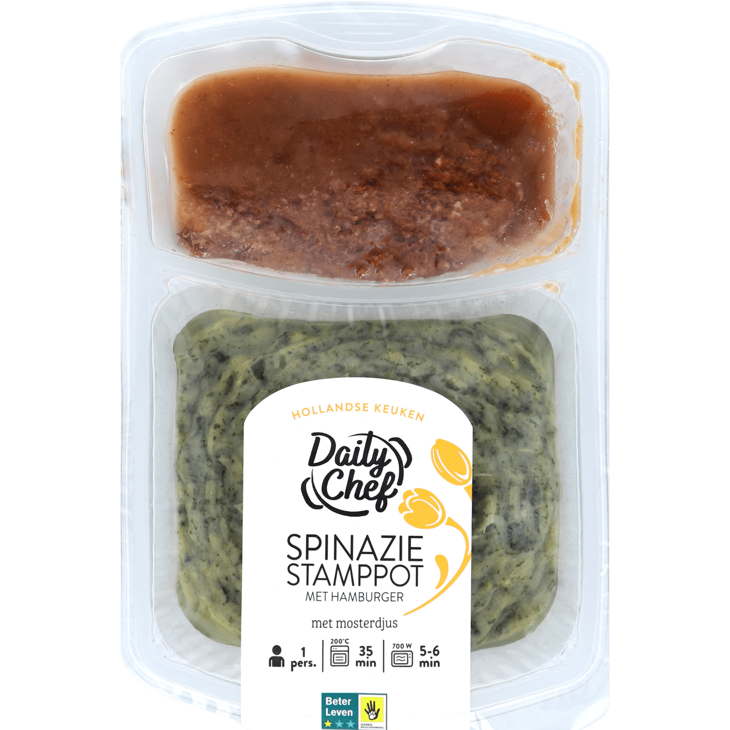 Daily Chef Spinaziestamppot met hamburger