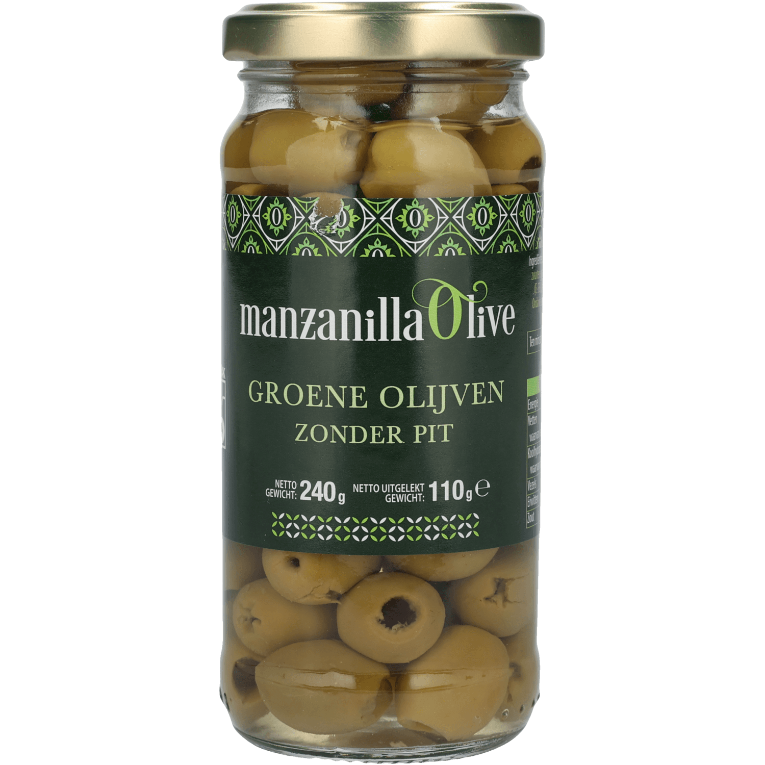 Manzanilla Groene olijven zonder pit