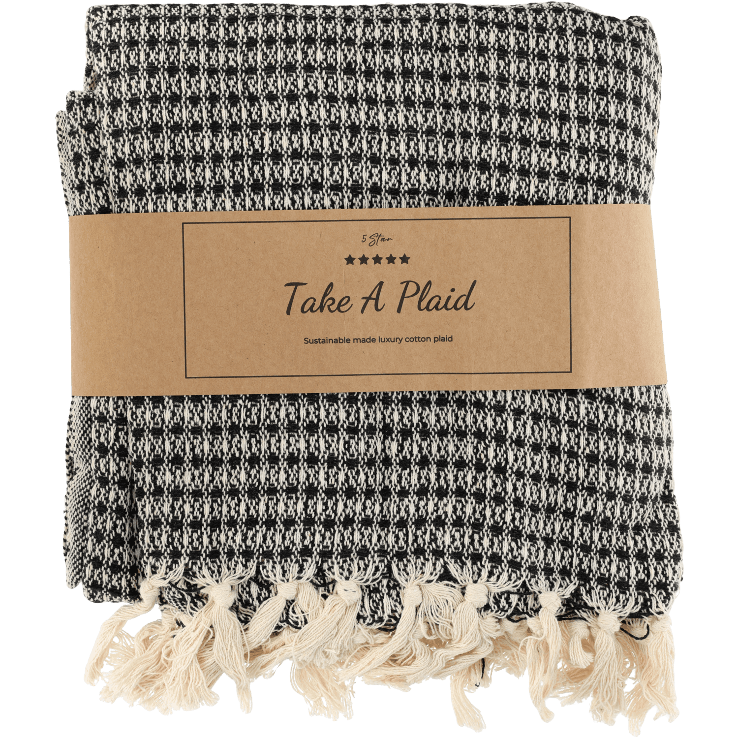 Plaid gerecycled katoen zwart