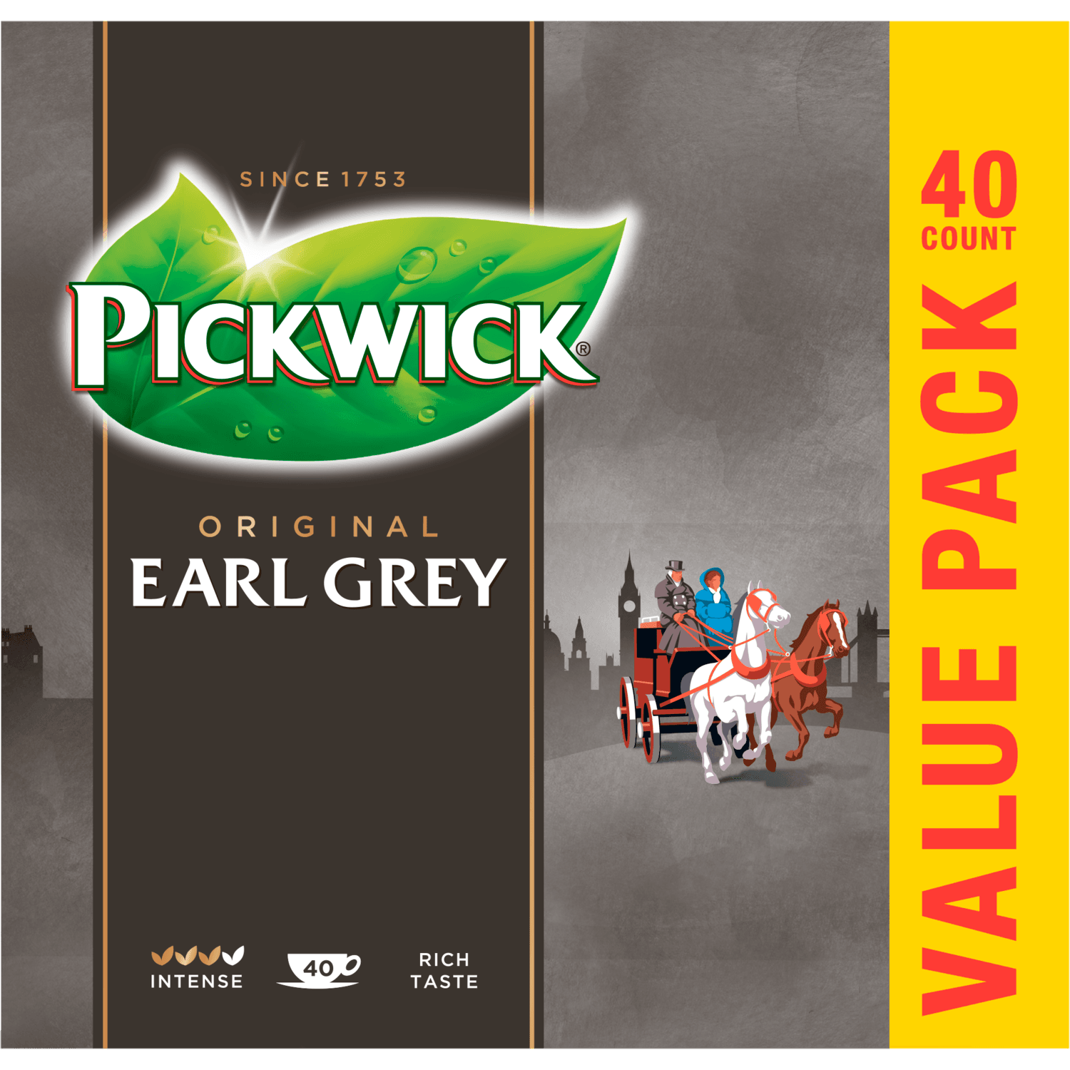 Pickwick Zwarte thee earl grey kop 40zk.