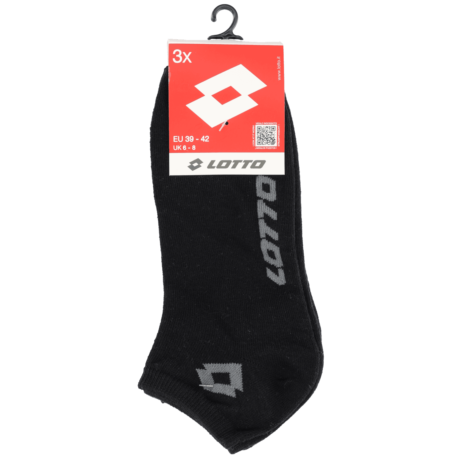 Lotto Sneakersokken zwart 3-pack ass