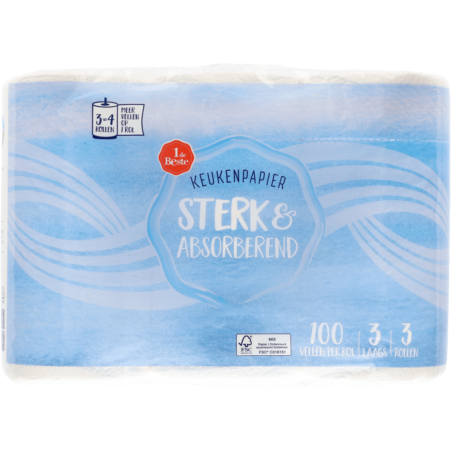 1 De Beste Keukenpapier 3 rollen 3 laags