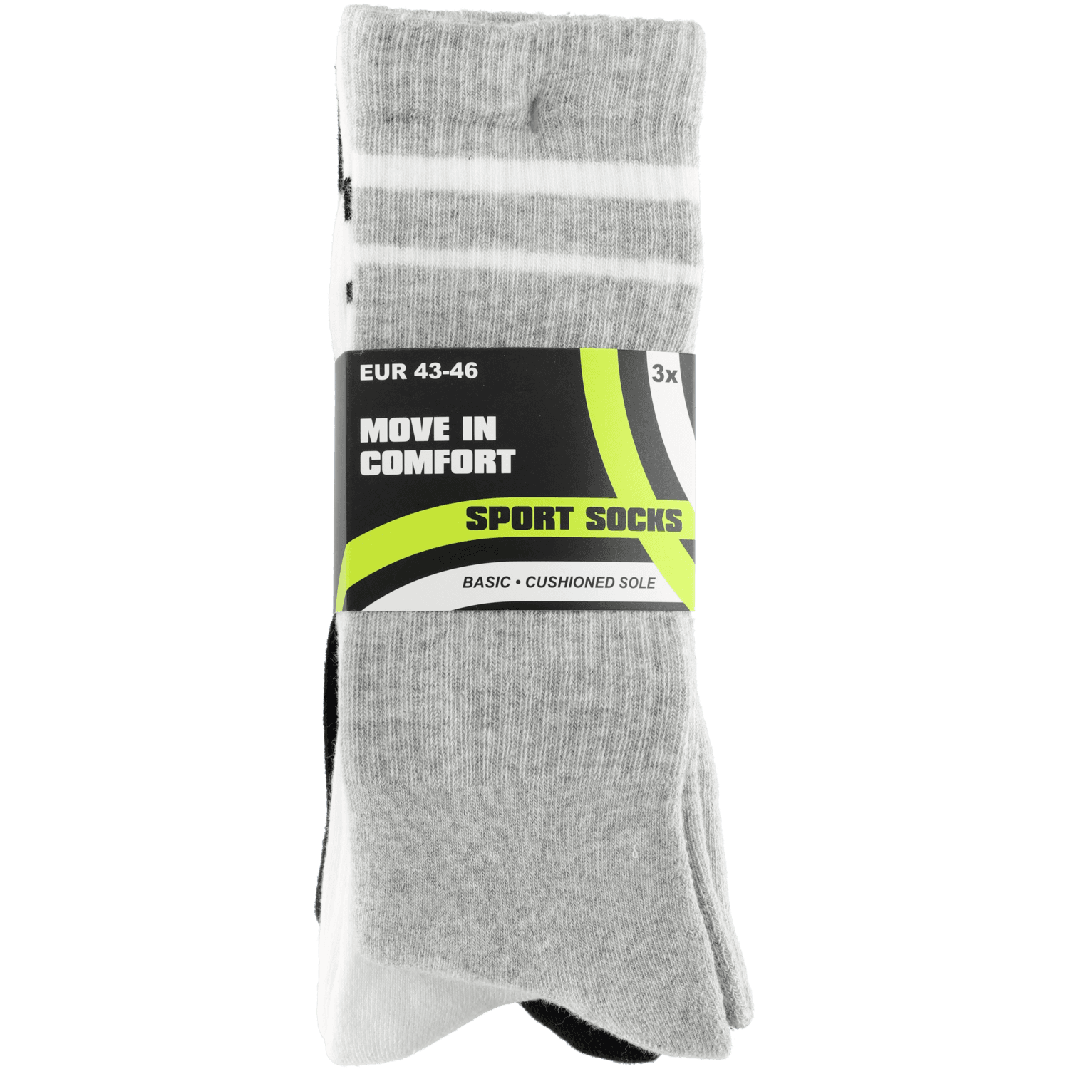 Sportsokken casual crew streep 3 st. mt 35-46 3ass