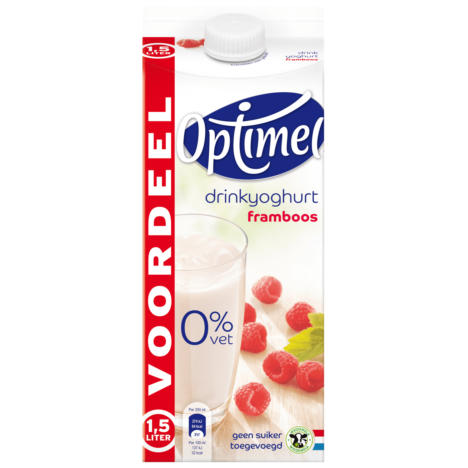 Optimel Drink voordeelverpakking framboos 0% vet