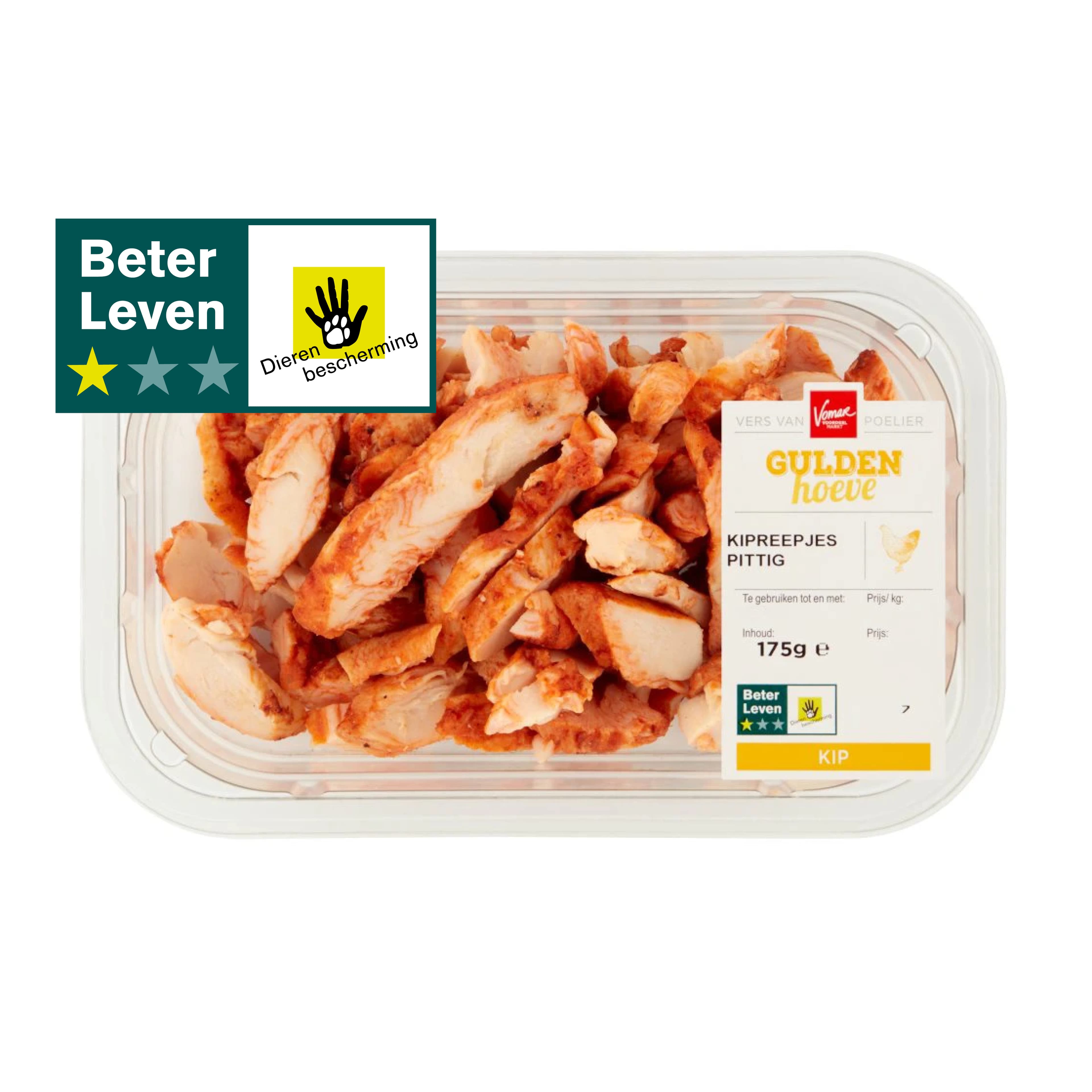 Gegaarde kipreepjes gekruid 1*