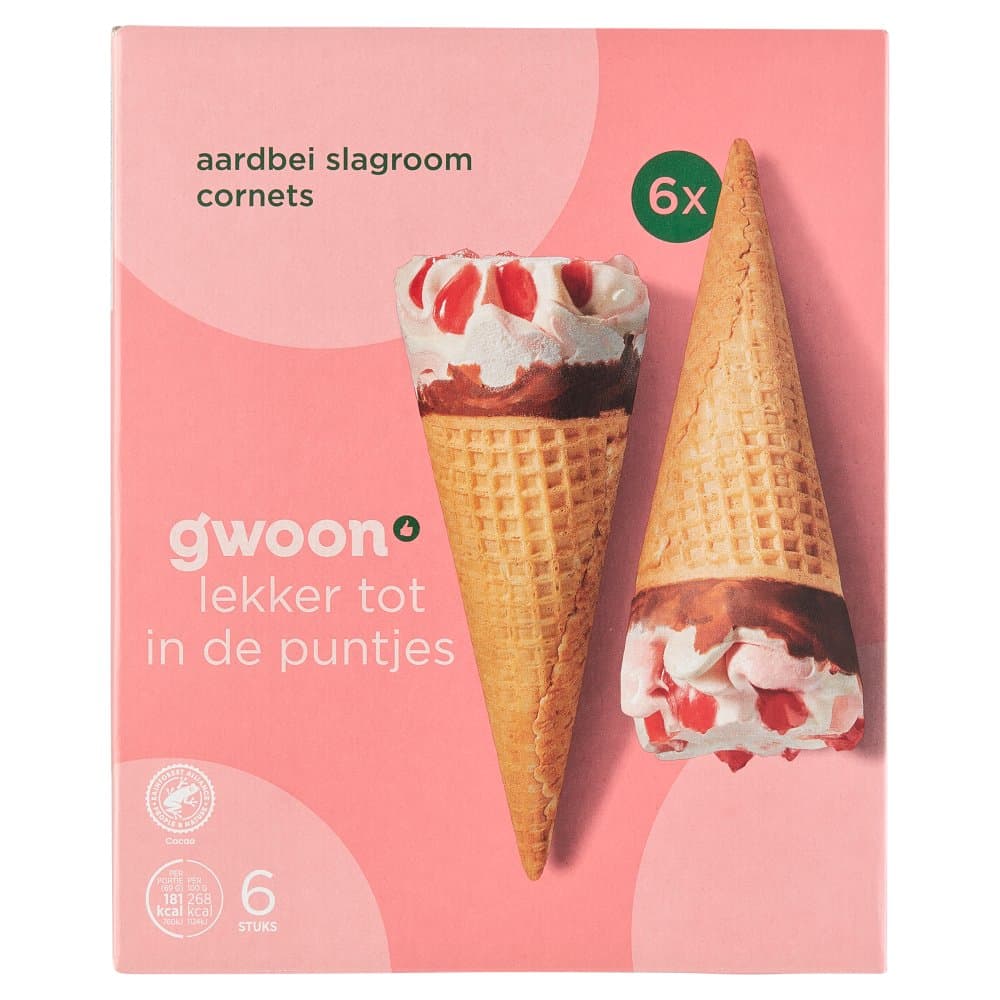G'woon cornets aardbei 6st