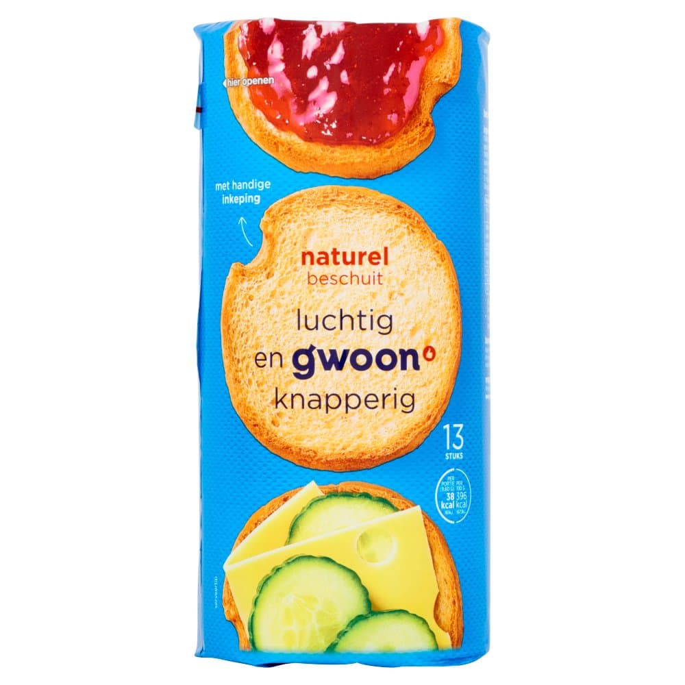 G'woon beschuit naturel 125gr