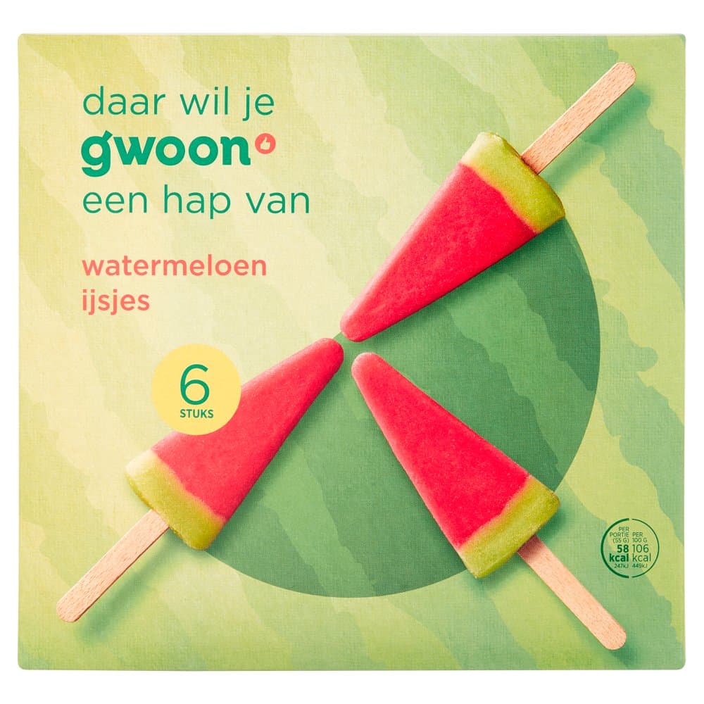 G'woon watermeloen ijsjes 6st