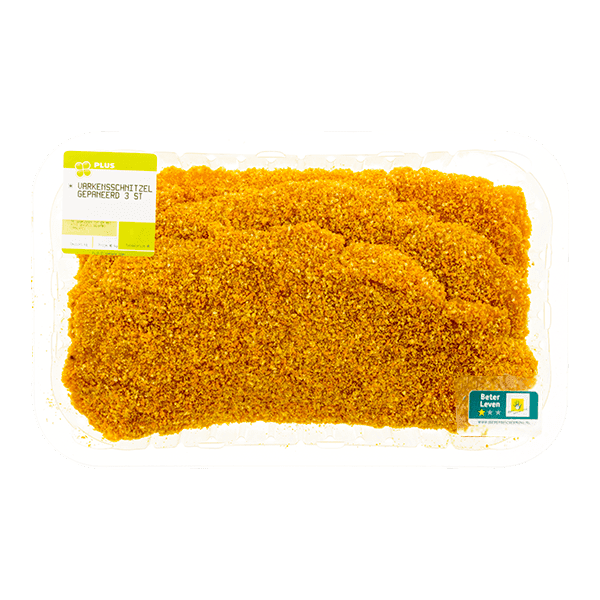 PLUS Varkensschnitzel gepaneerd 3 stuks