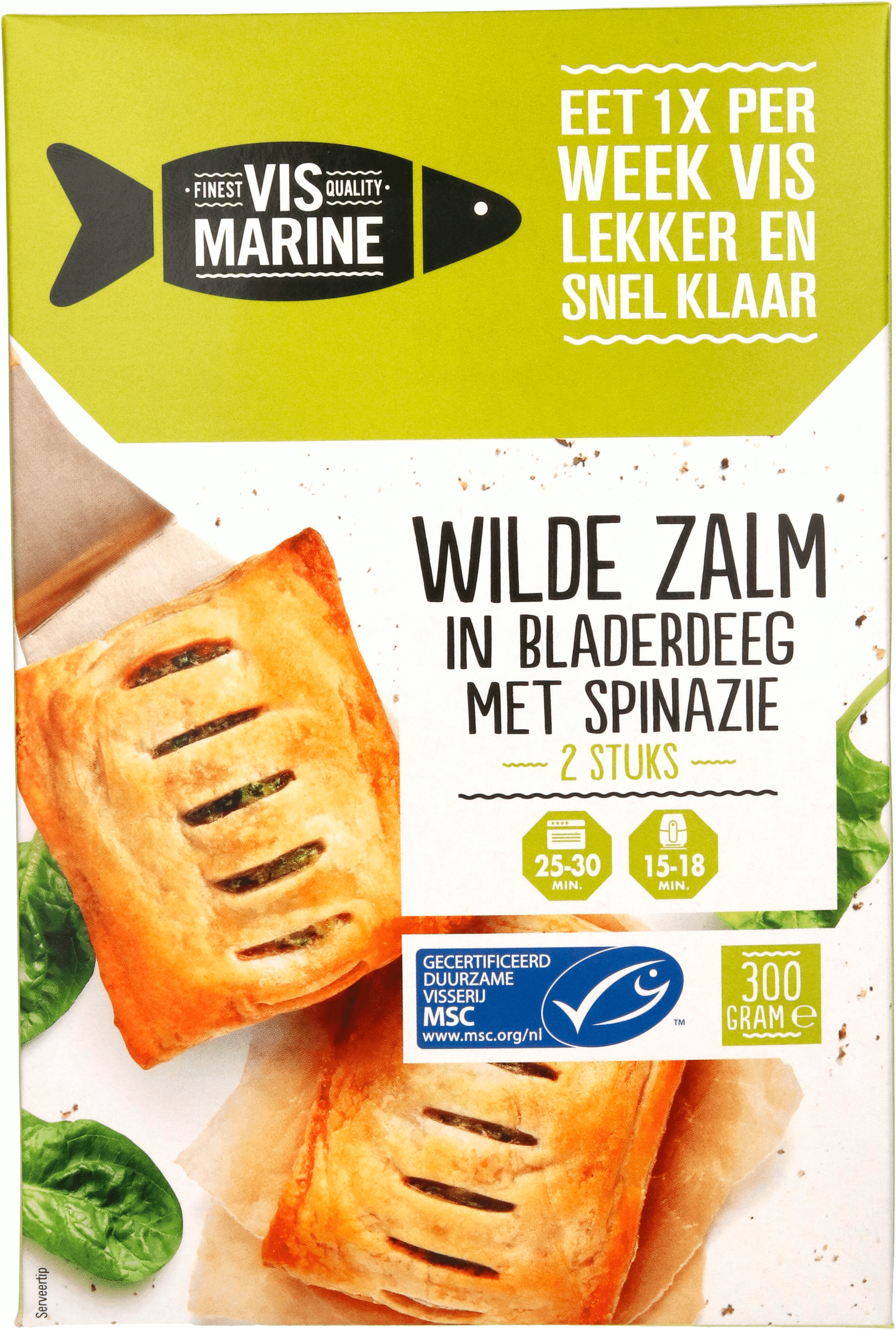 Vis Marine Wilde Zalm in bladerdeeg met spinazie