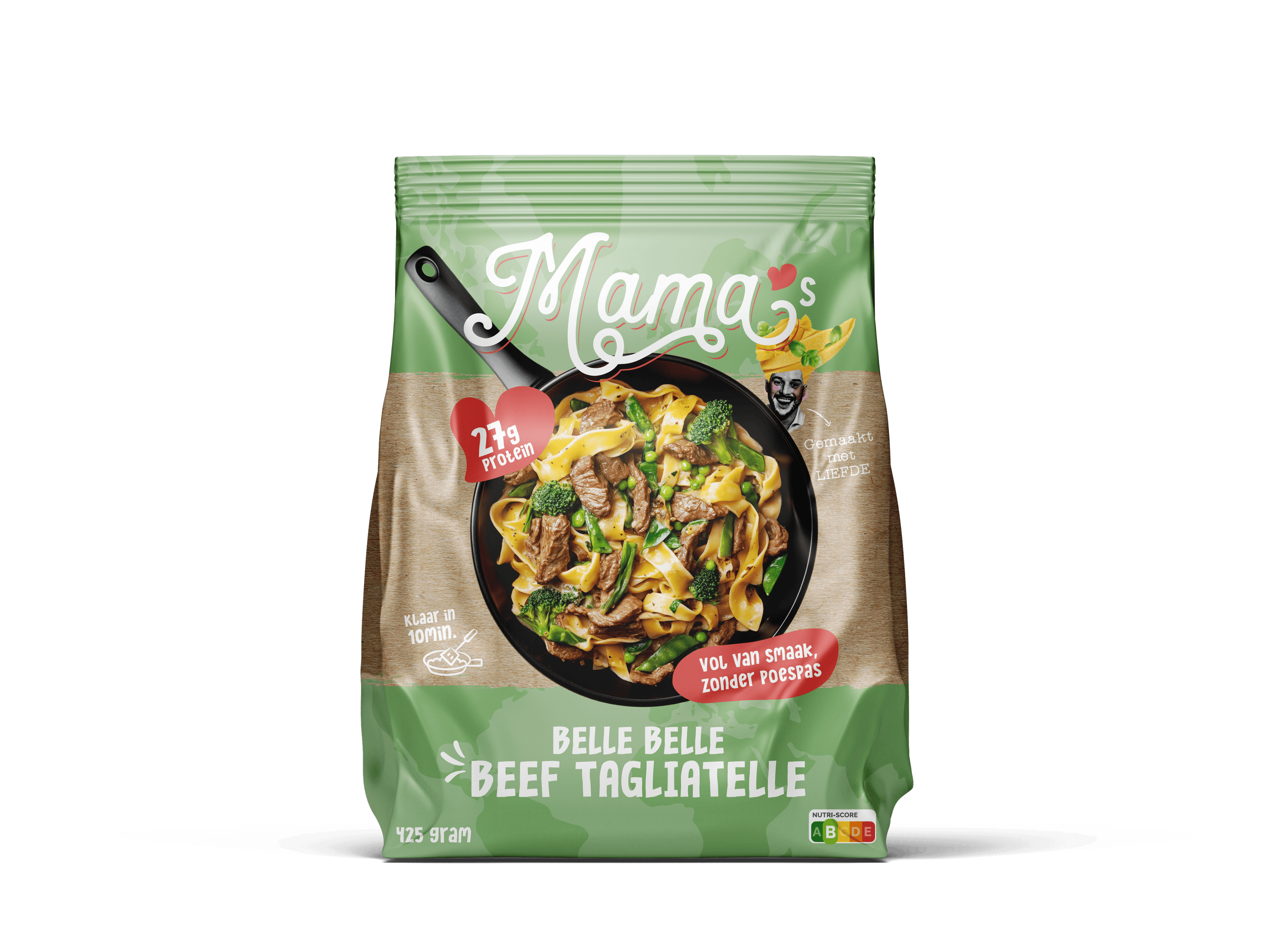 Mama's Maaltijden Beef Tagliatelle green vegetab