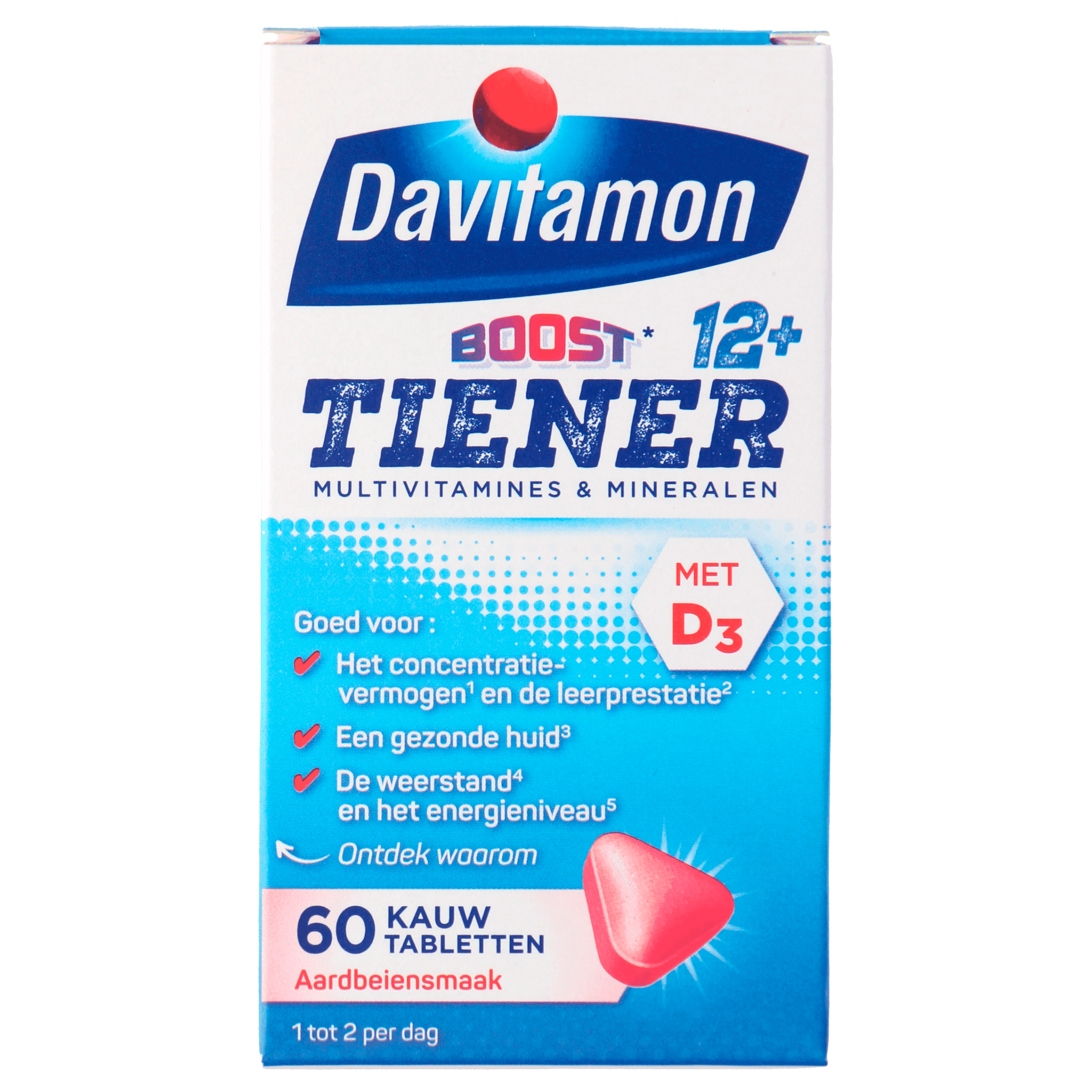 Davitamon Vitamine Boost 12+ kauwtablet aardbei