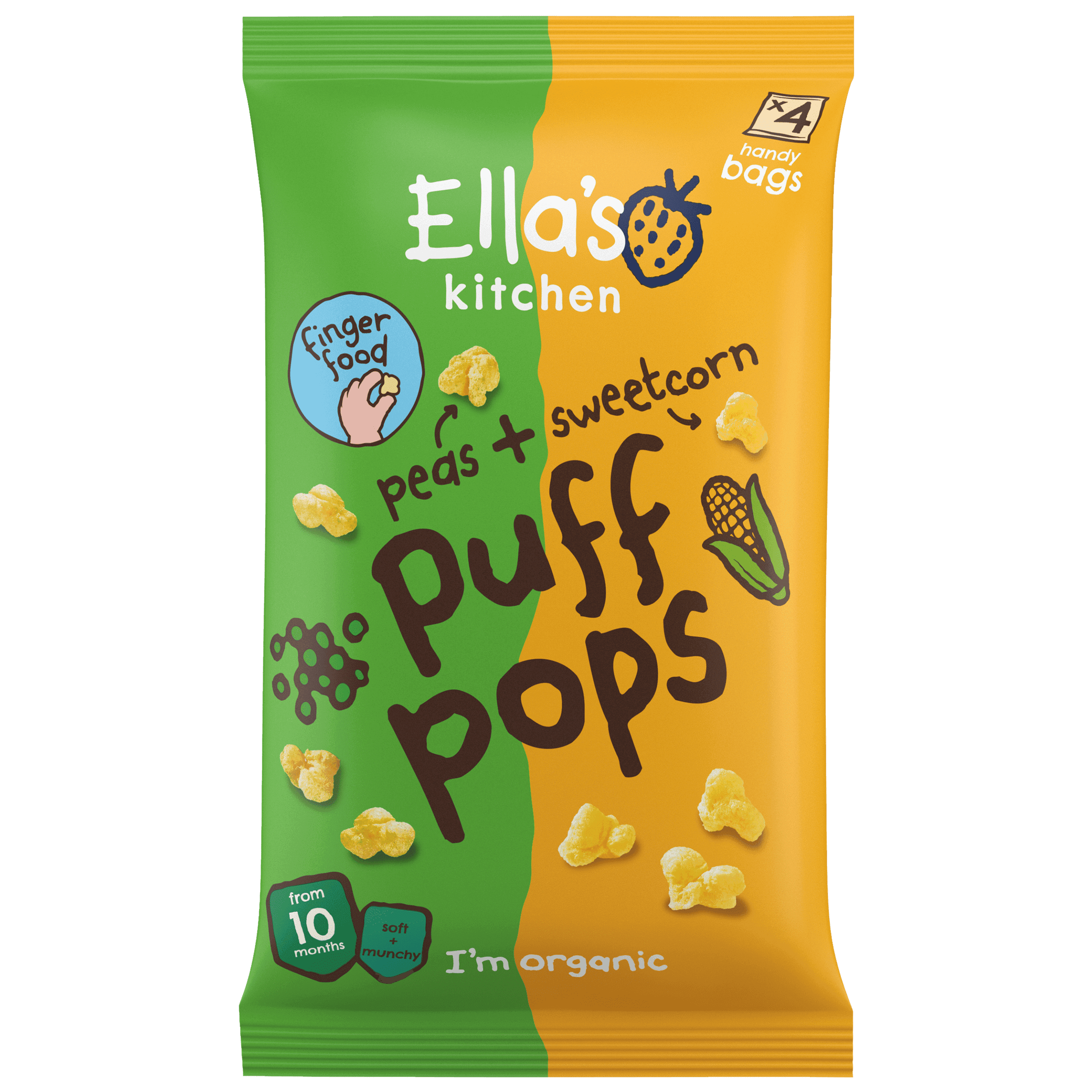 Ella's Kitchen Puff Pops Pea Sweetcorn 10+ snack bio