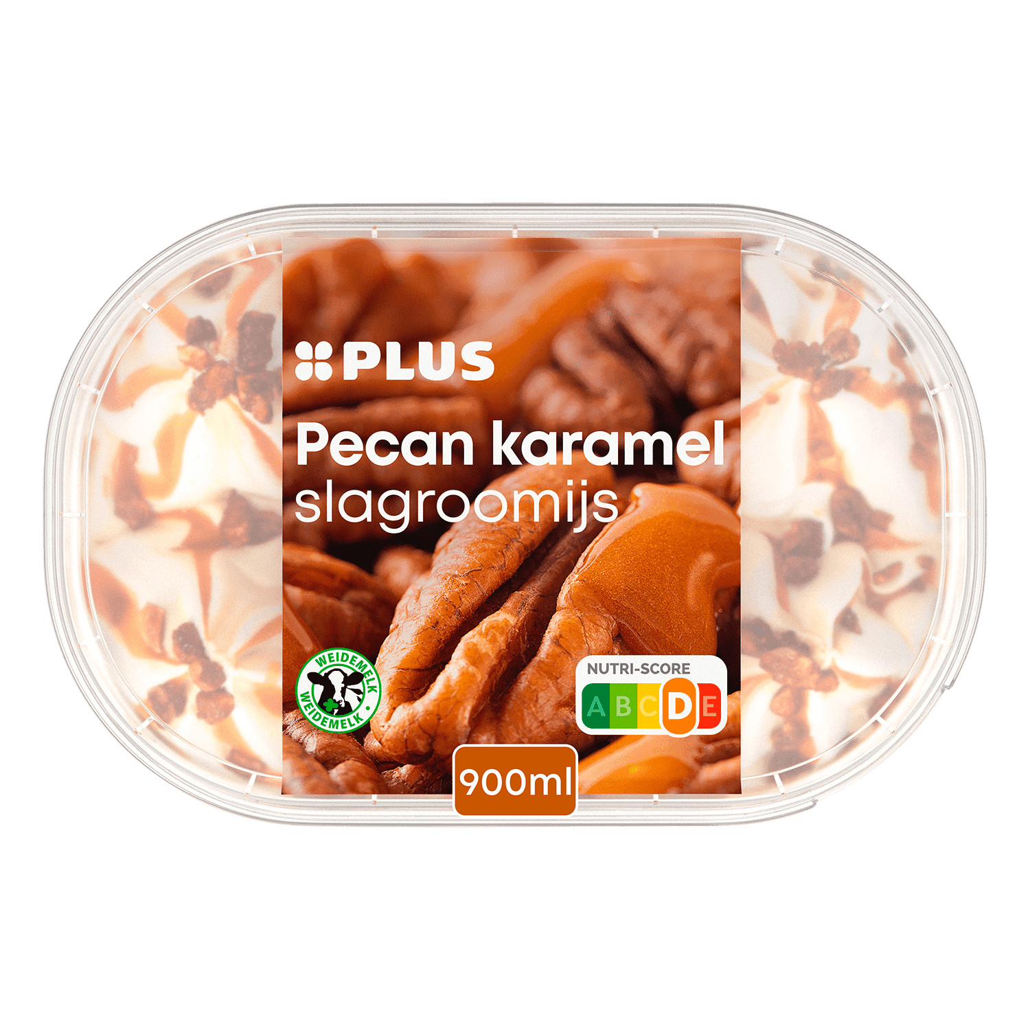PLUS slagroomijs pecan karamel