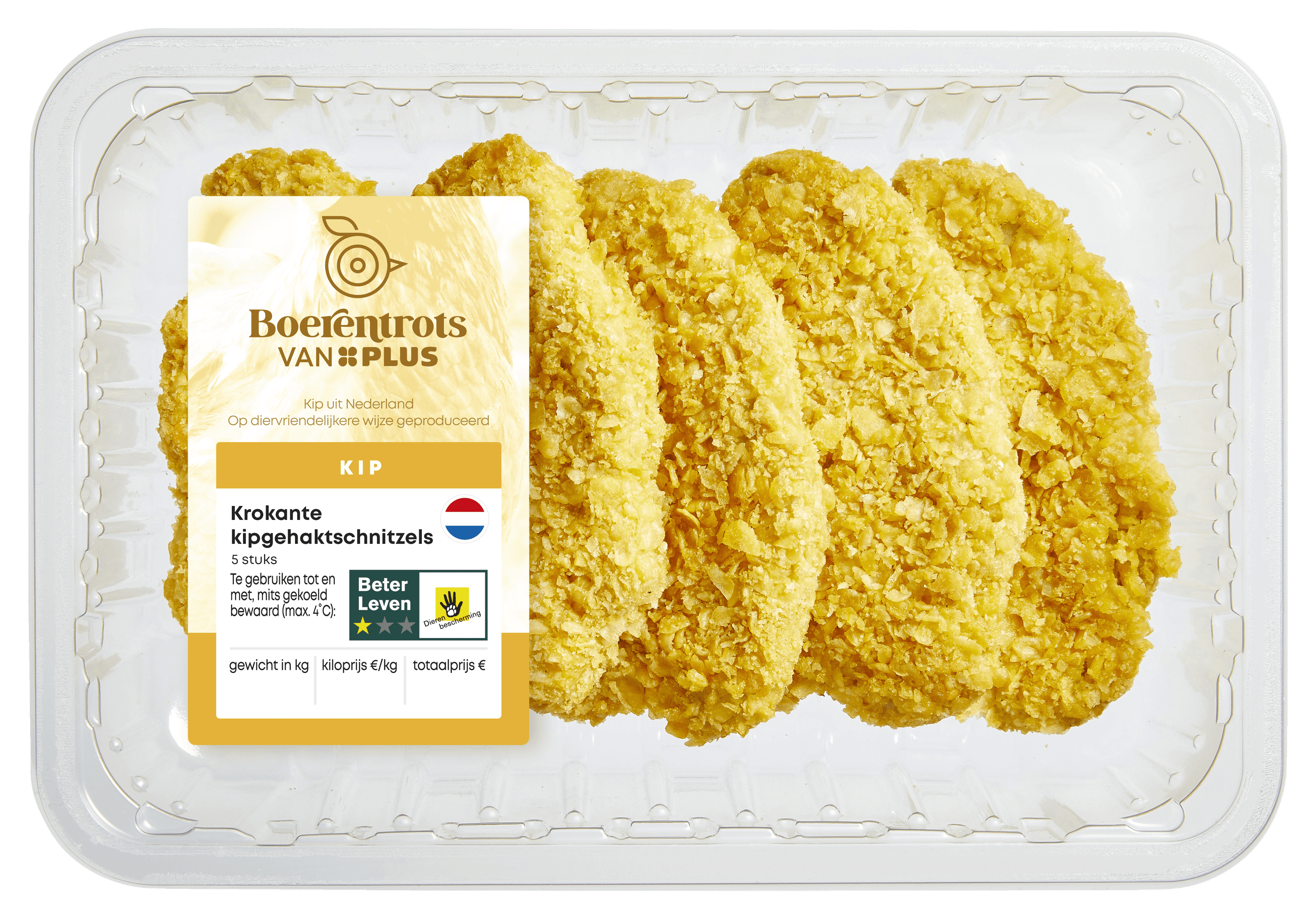 PLUS Boerentrots Krokante kipgehaktschnitzels 5st.