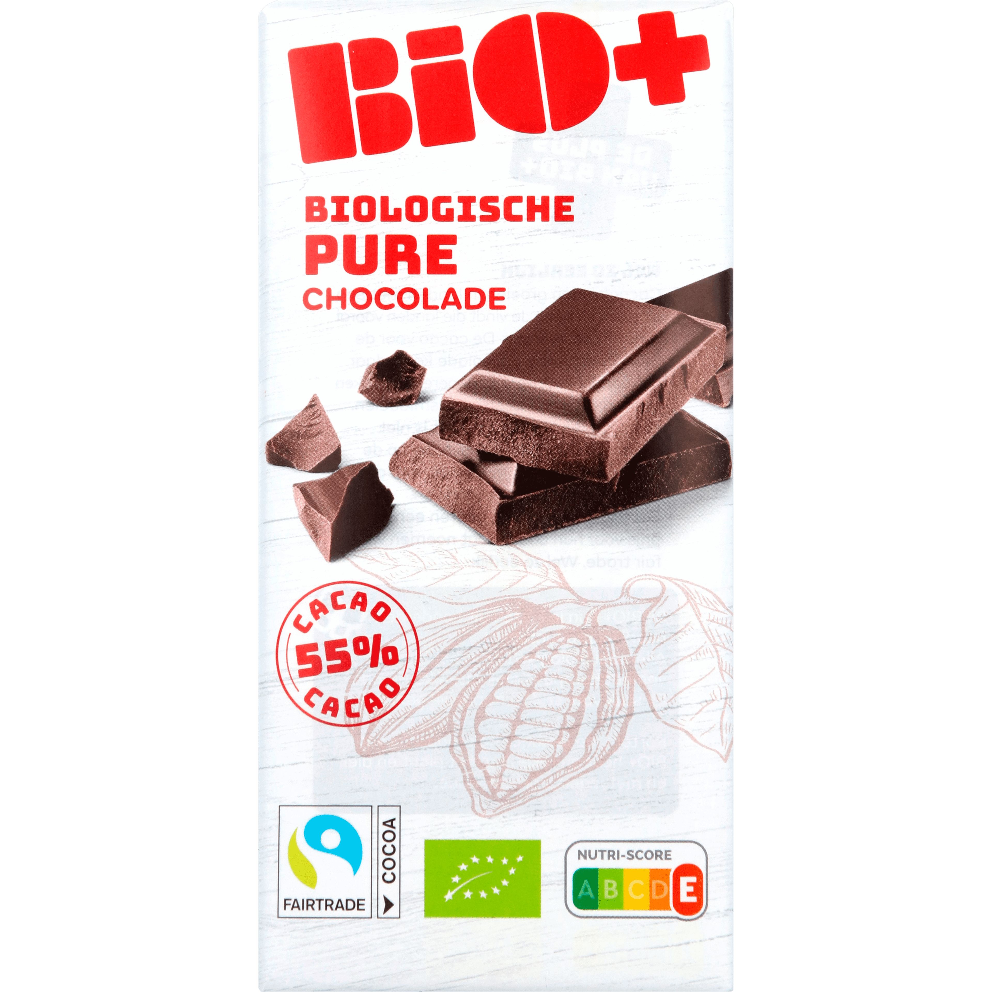 BIO+ Chocoladereep puur 55% cacao fairtrade
