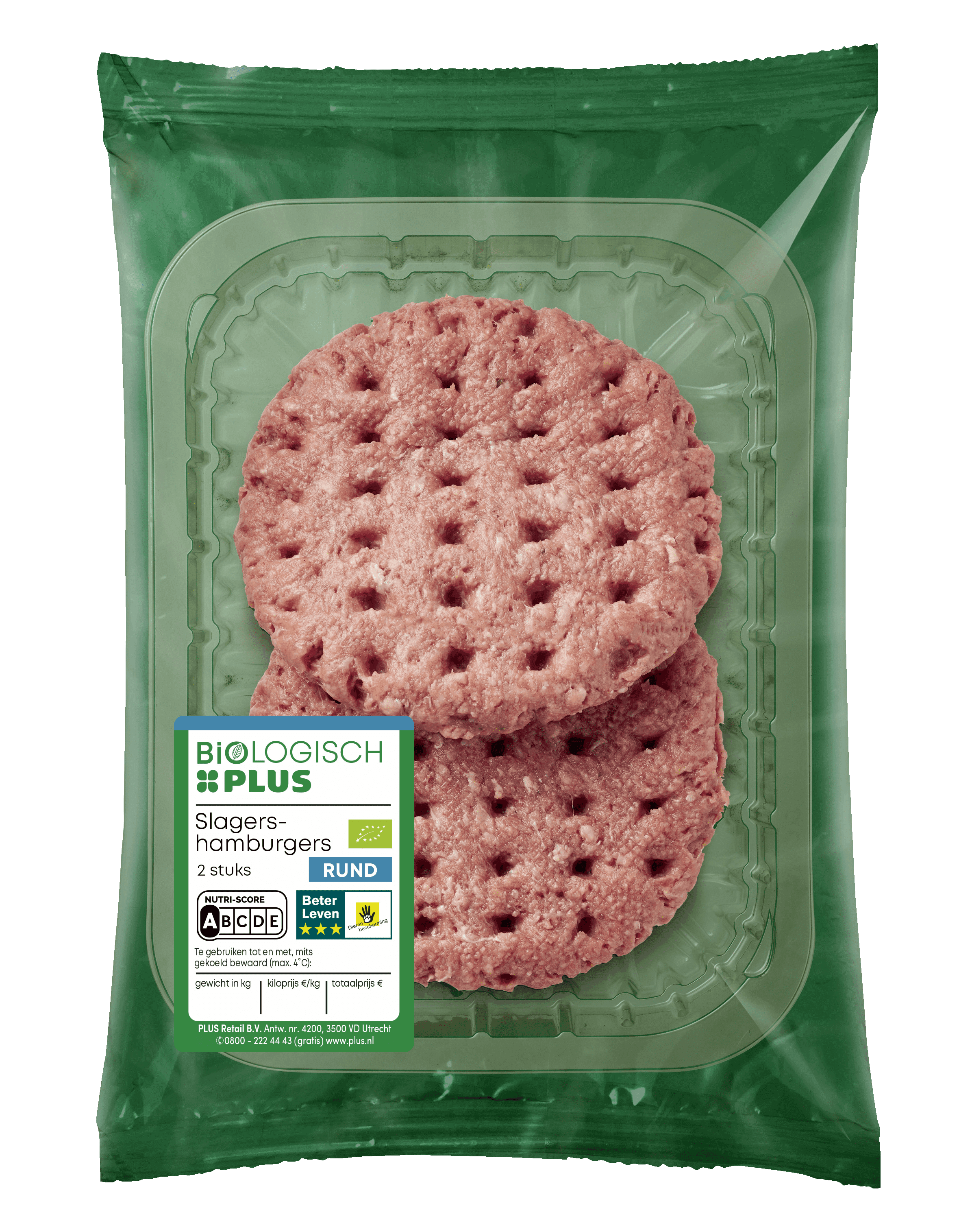 Biologisch PLUS Slagershamburgers 2 stuks