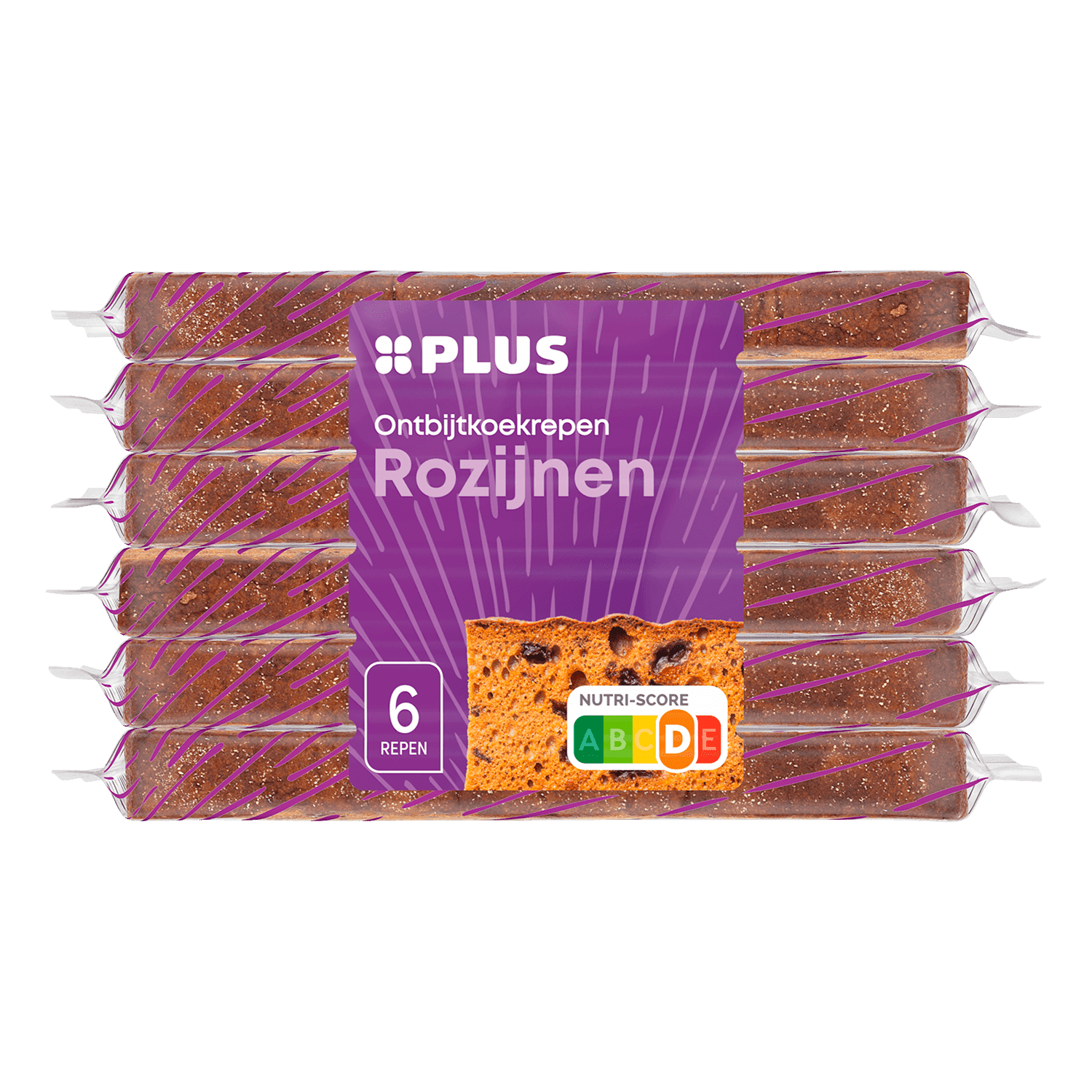 PLUS Ontbijtkoekrepen Rozijnen 6 pack