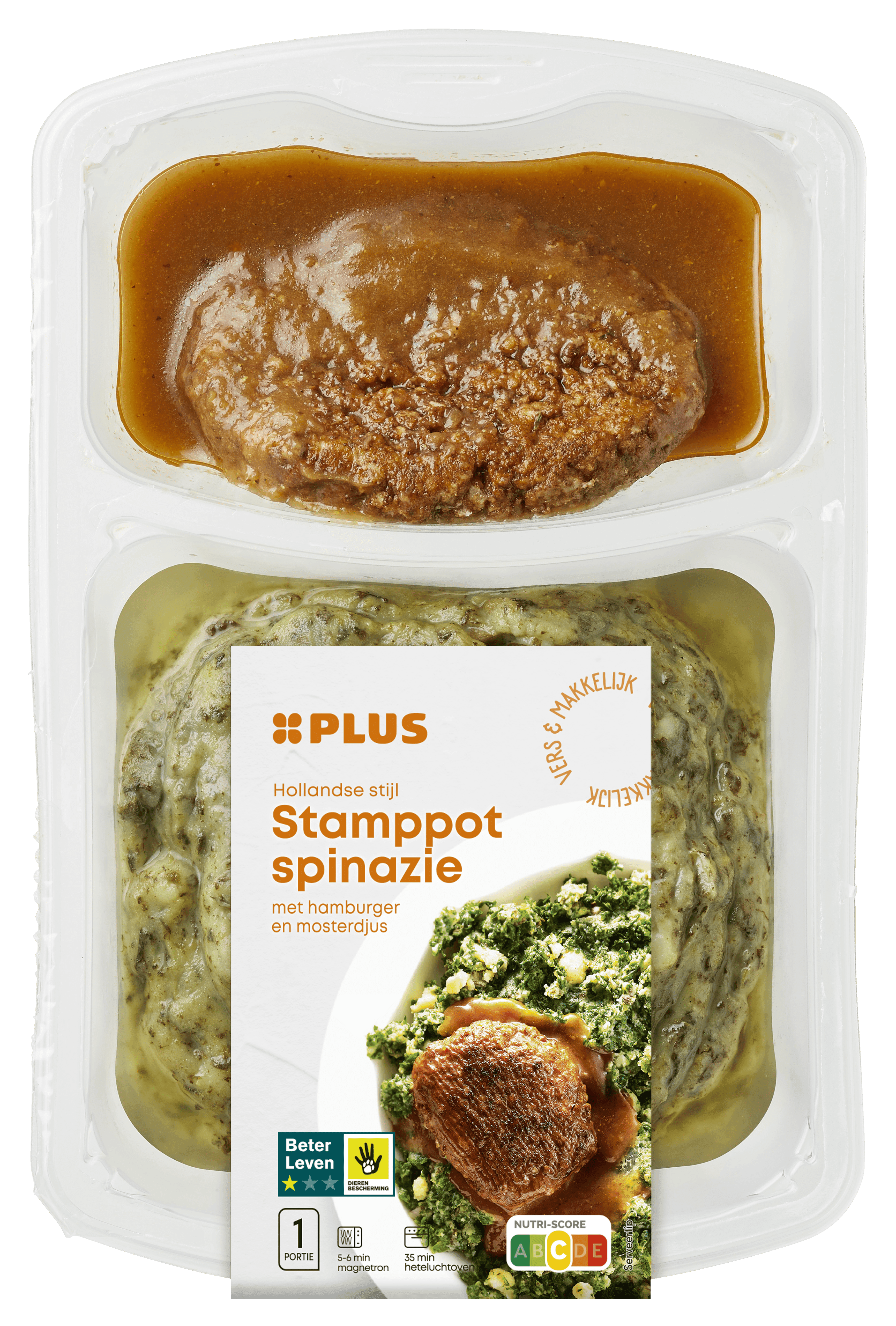 PLUS Spinazie stamppot hamburger